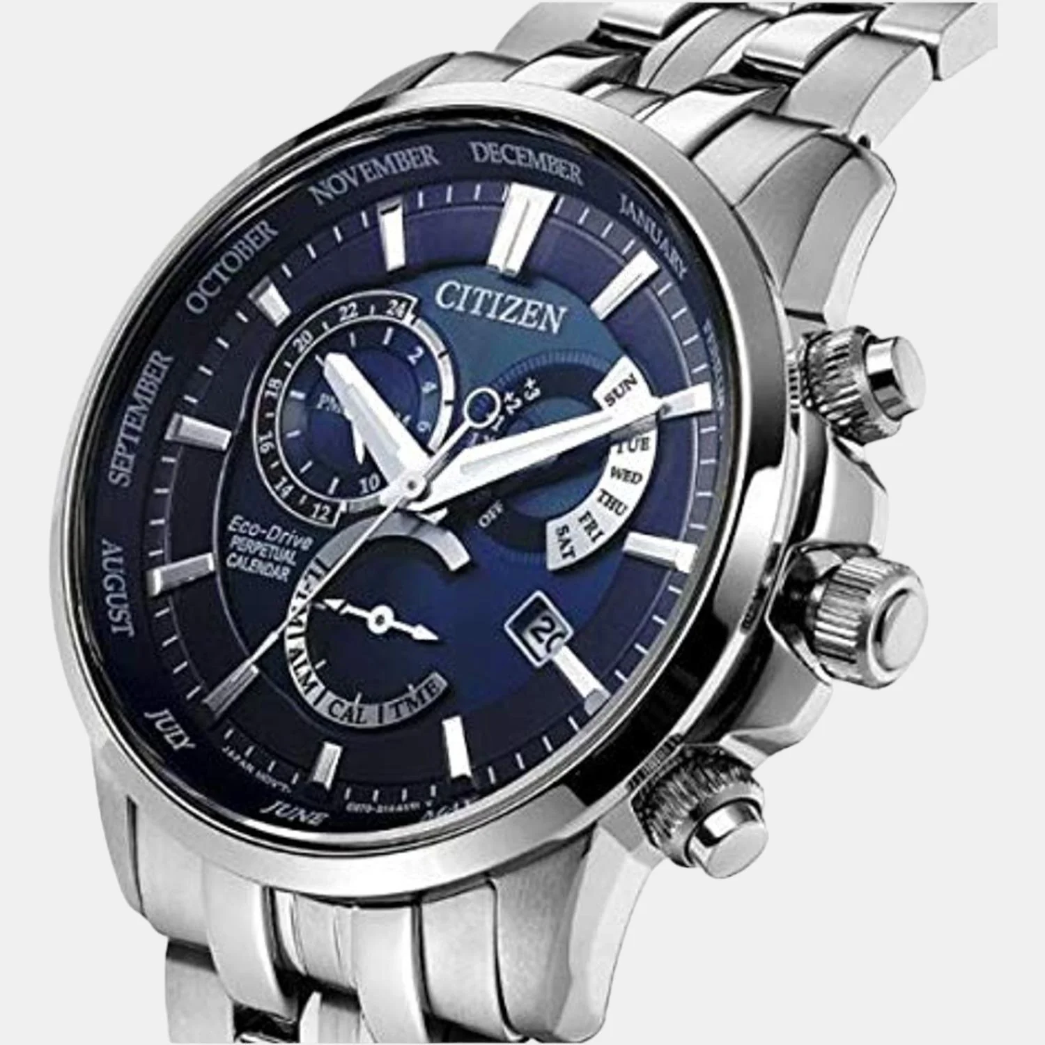 Men Automatic Blue Dial Chronograph Stainless Steel Watch BL8140-80L - Image 4