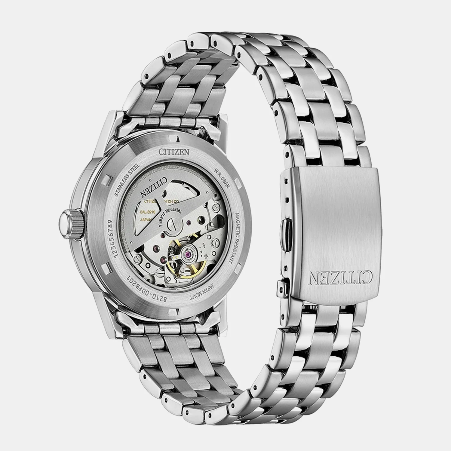 Men Automatic White Dial Analog Stainless Steel Watch NJ0210-56A - Image 3