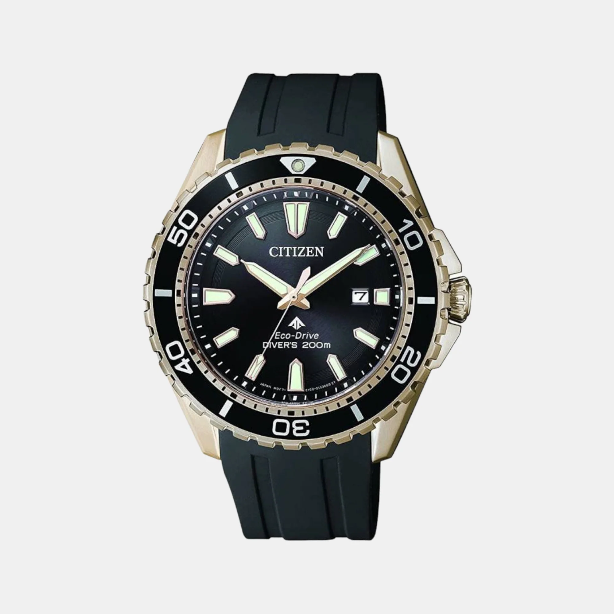 Men Eco-Drive Black Dial Analog Silicone Watch BN0193-17E