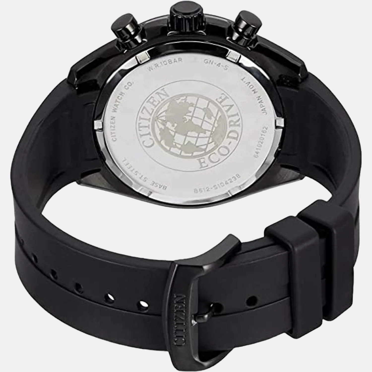 Men Eco-Drive Black Dial Chronograph Rubber Watch AT2405-10E - Image 5
