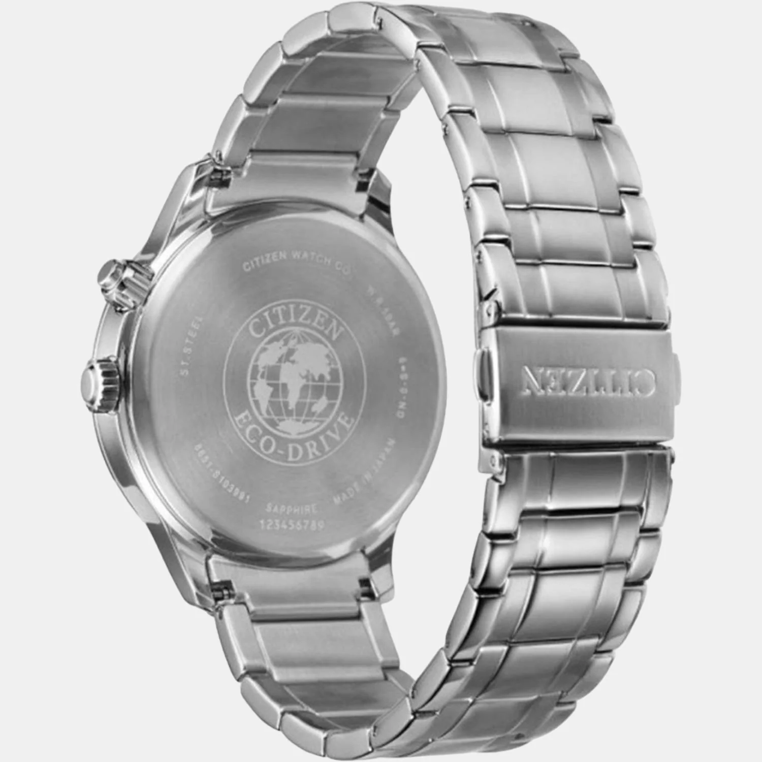 Men Eco-Drive Black Dial Chronograph Stainless Steel Watch AP1050-81E - Image 2