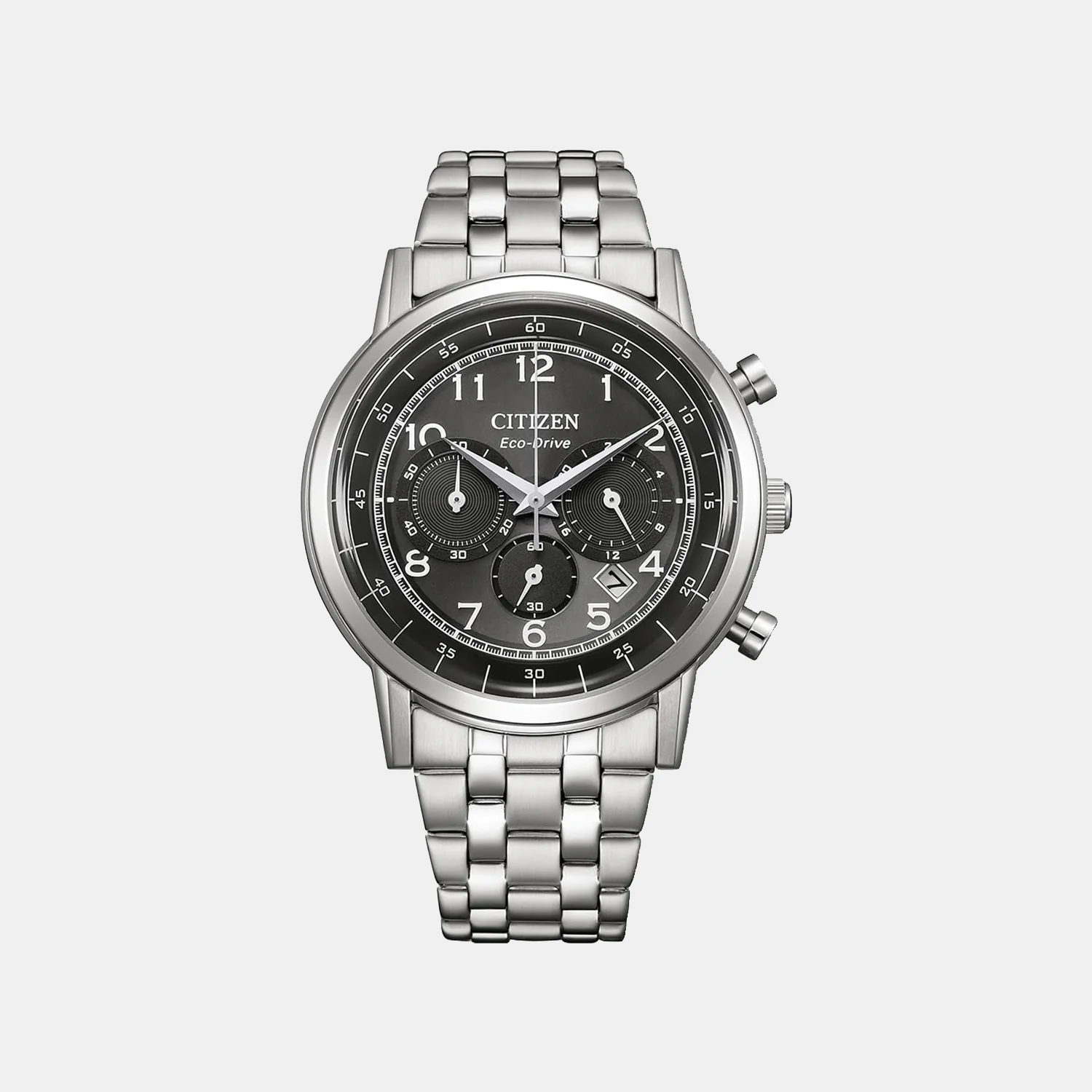 Men Eco-Drive Black Dial Chronograph Stainless Steel Watch CA4630-53E