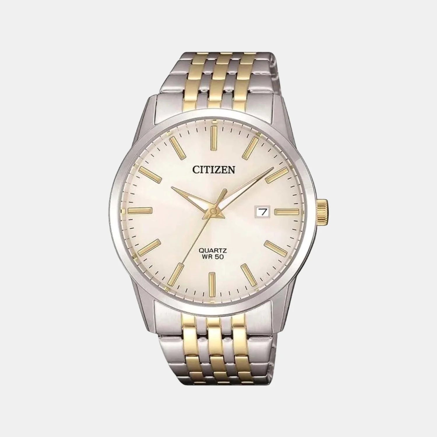 Men Quartz Beige Dial Analog Stainless Steel Watch BI5006-81P