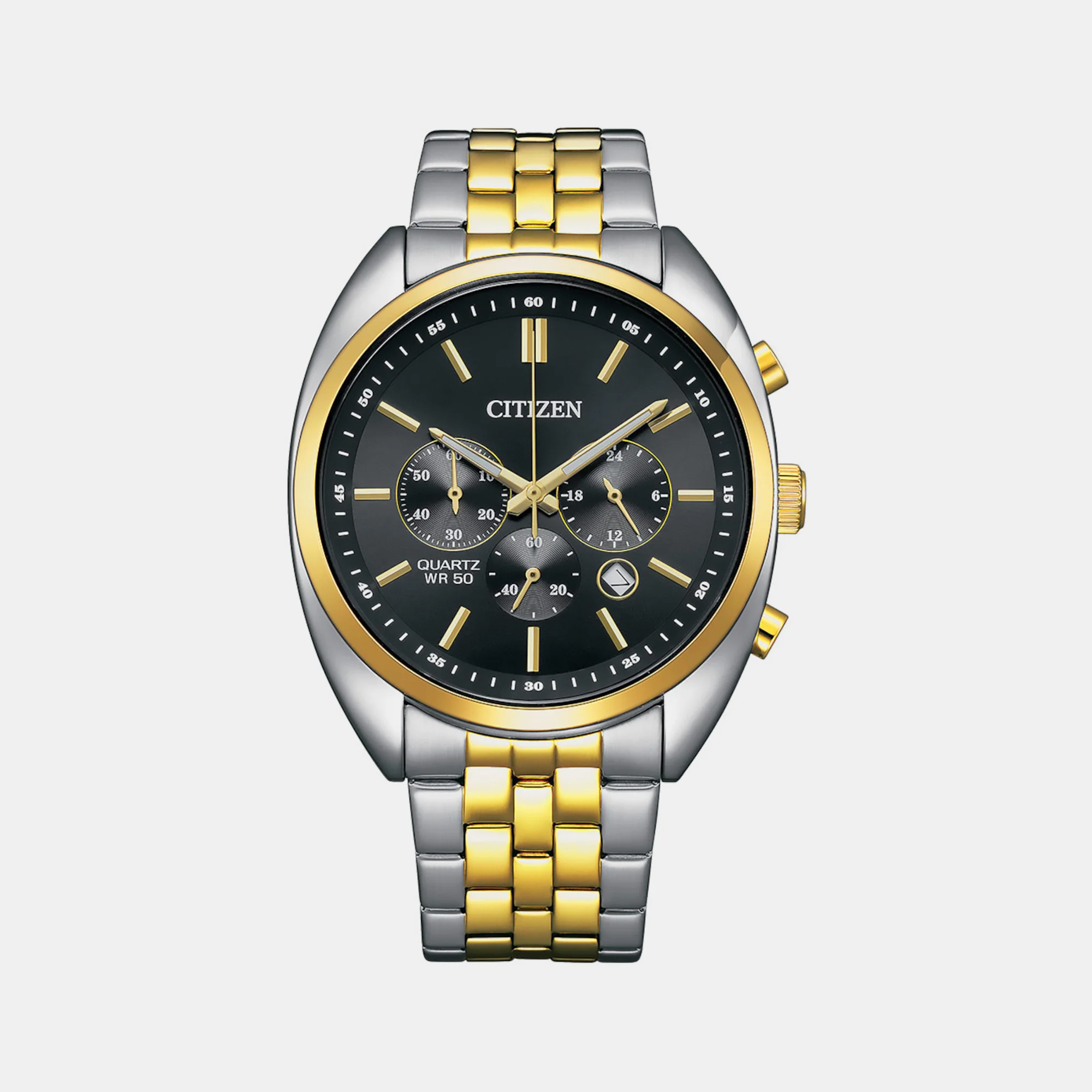 Men Quartz Black Dial Chronograph Stainless Steel Watch AN8214-55E - Image 2
