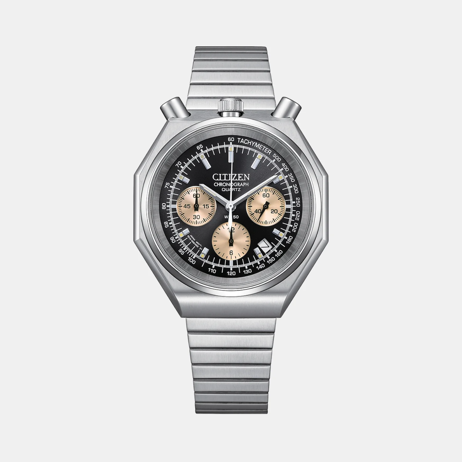 Tsuno  Men Quartz Black Dial Chronograph Steel Watch AN3700-54E
