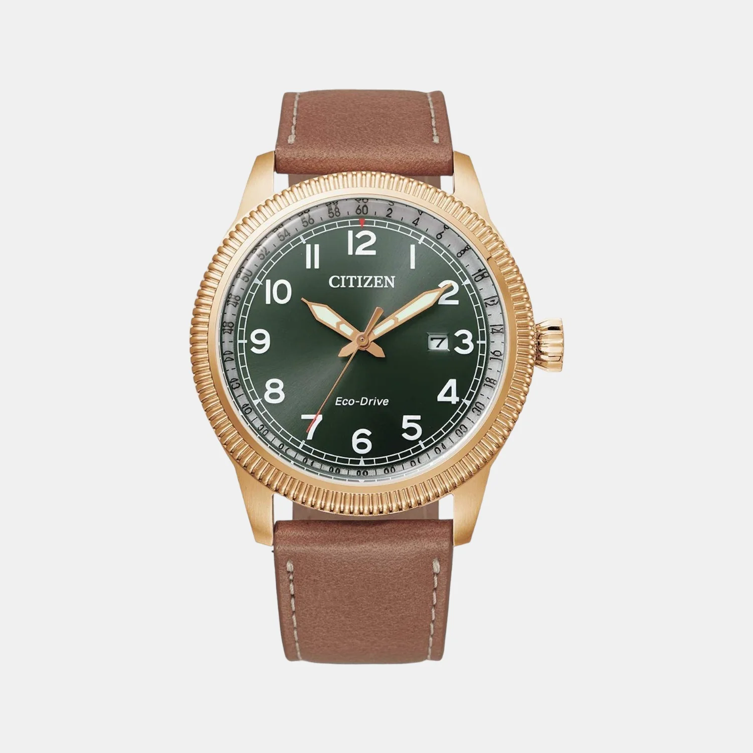 Men Quartz Green Dial Analog Leather Watch BM7483-15X