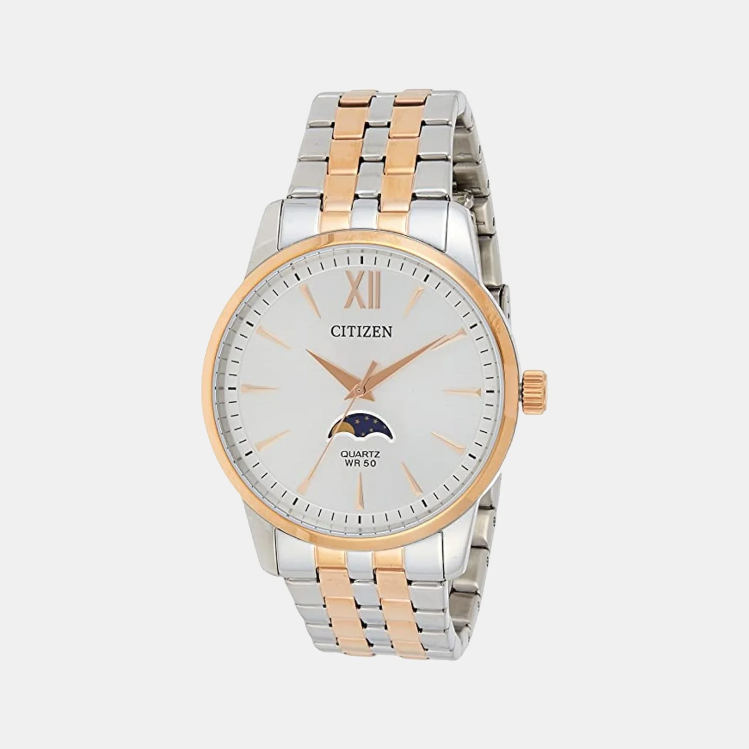 Men Quartz Silver Dial Analog Stainless Steel Watch AK5006-58A