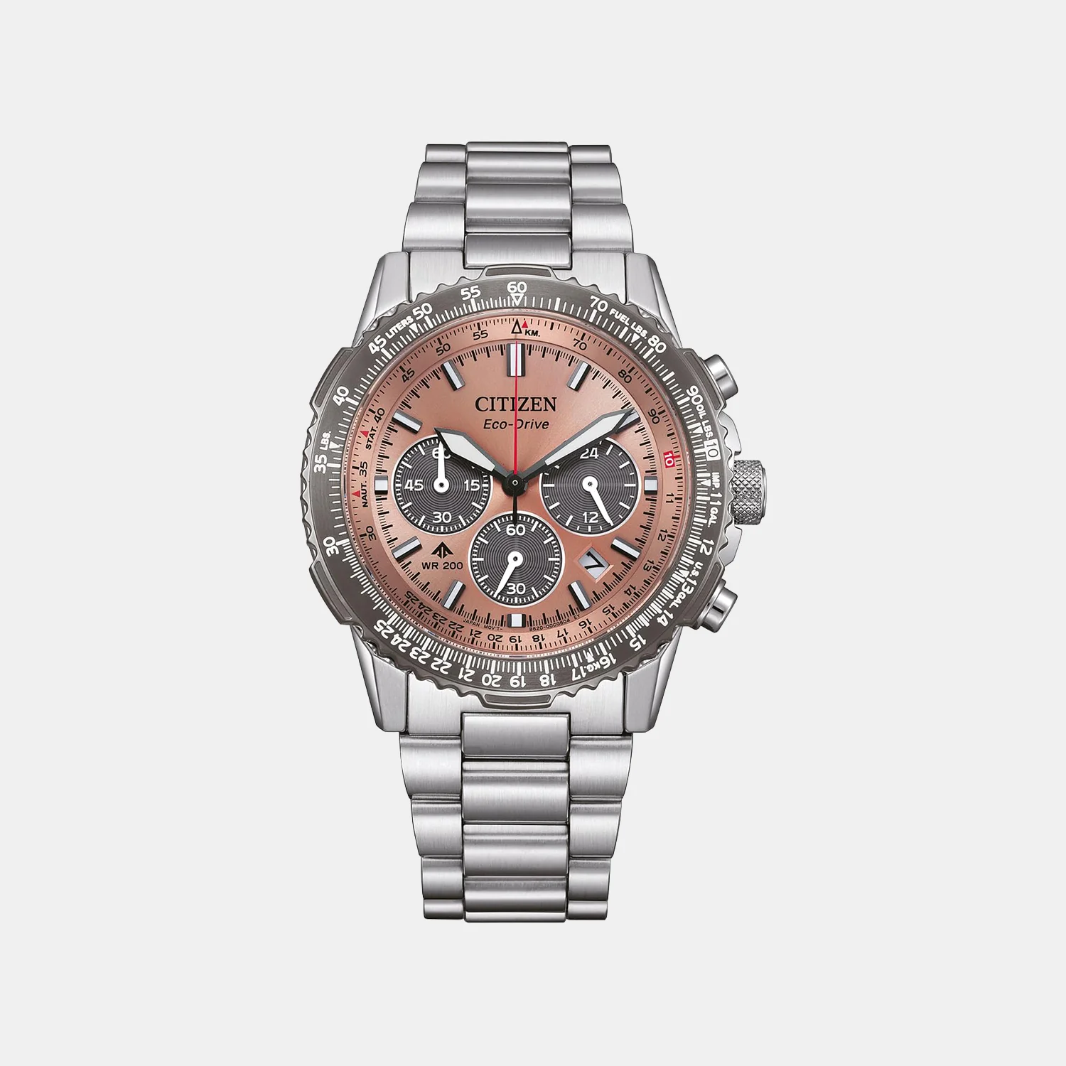 Promaster Men Eco-Drive Salmon Dial Chronograph Stainless Steel Watch CA4664-60X