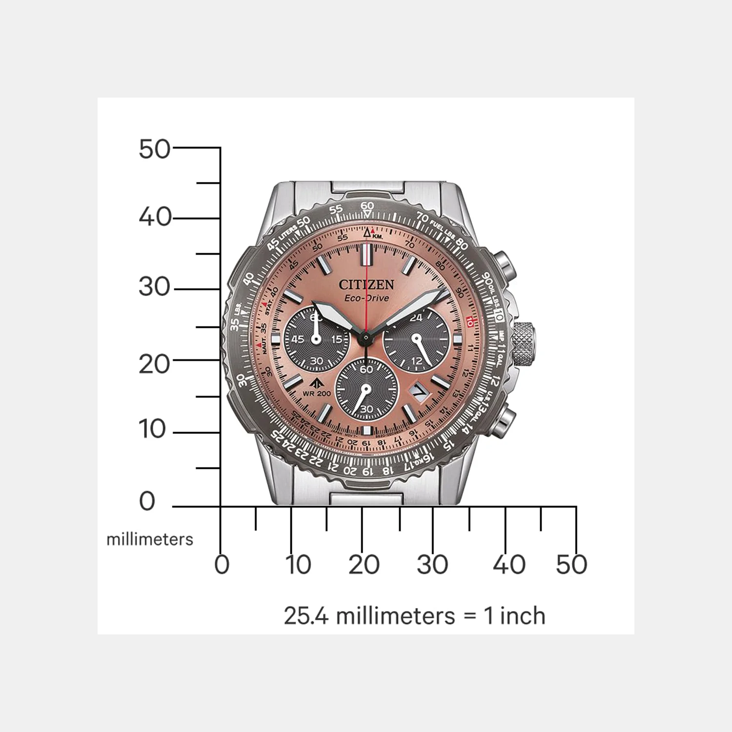Promaster Men Eco-Drive Salmon Dial Chronograph Stainless Steel Watch CA4664-60X - Image 6