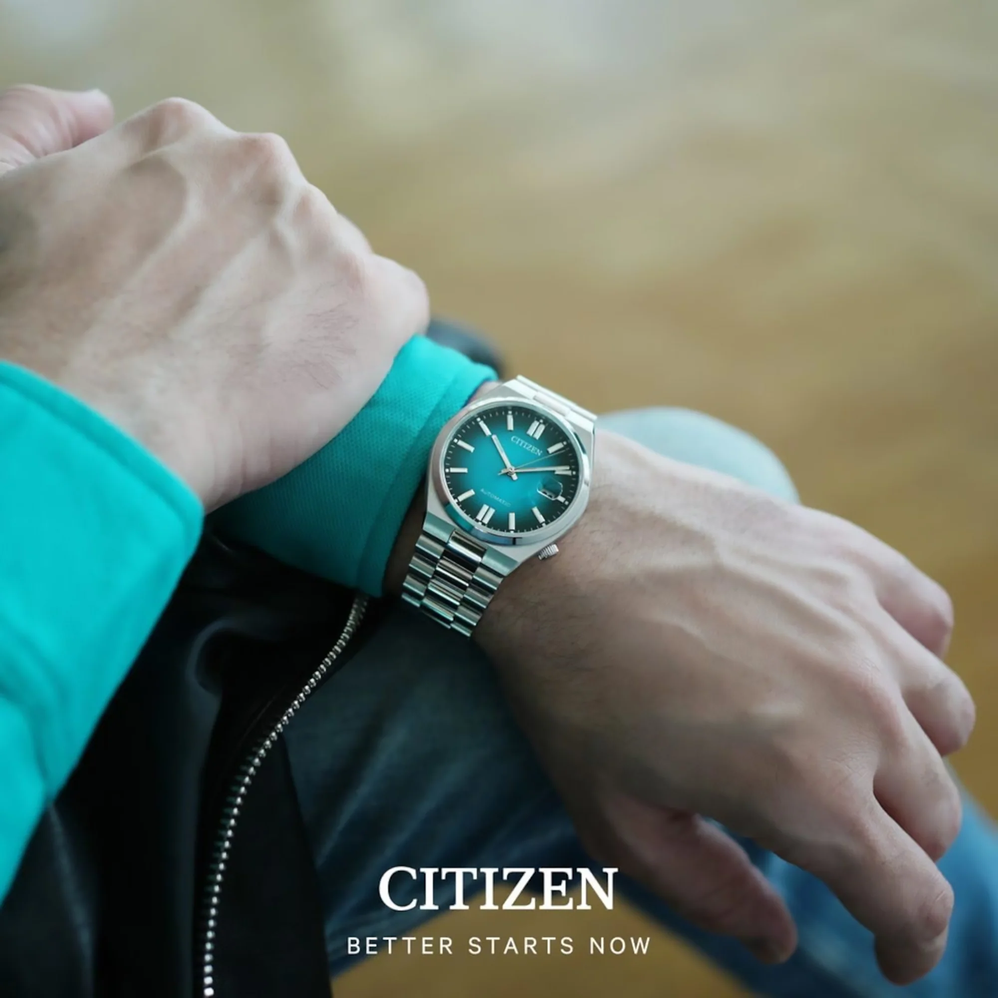 Tsuyosa Men Automatic Teal Dial Analog Stainless Steel Watch NJ0151-88X - Image 9