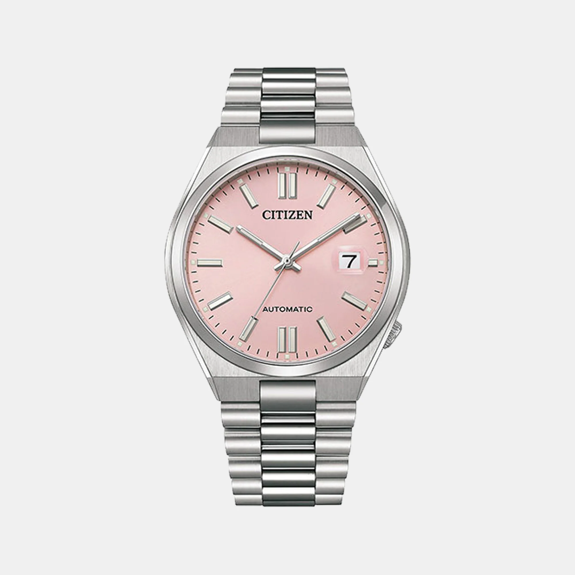 Tsuyosa Men Automatic Pink Dial Analog Stainless Steel Watch NJ0158-89X