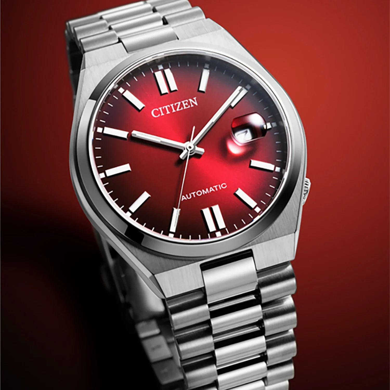 Tsuyosa Men Automatic Red Dial Analog Stainless Steel Watch NJ0150-56W - Image 2