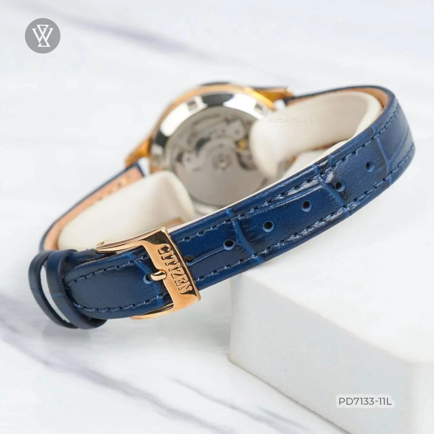 Women Automatic Blue Dial Analog Leather Watch PD7133-11L - Image 8