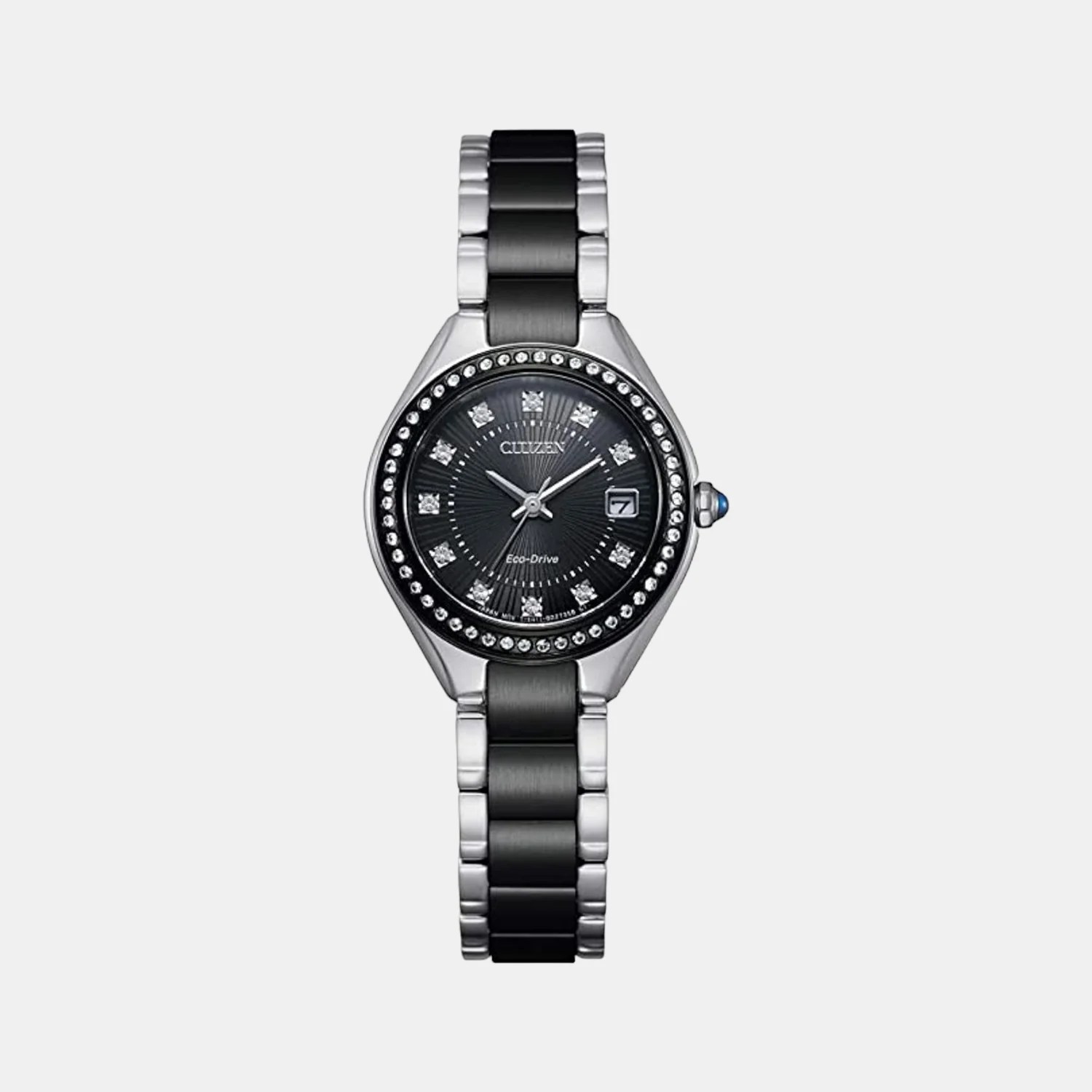 Women Eco-Drive Black Dial Analog Stainless Steel Watch EW2558-88E
