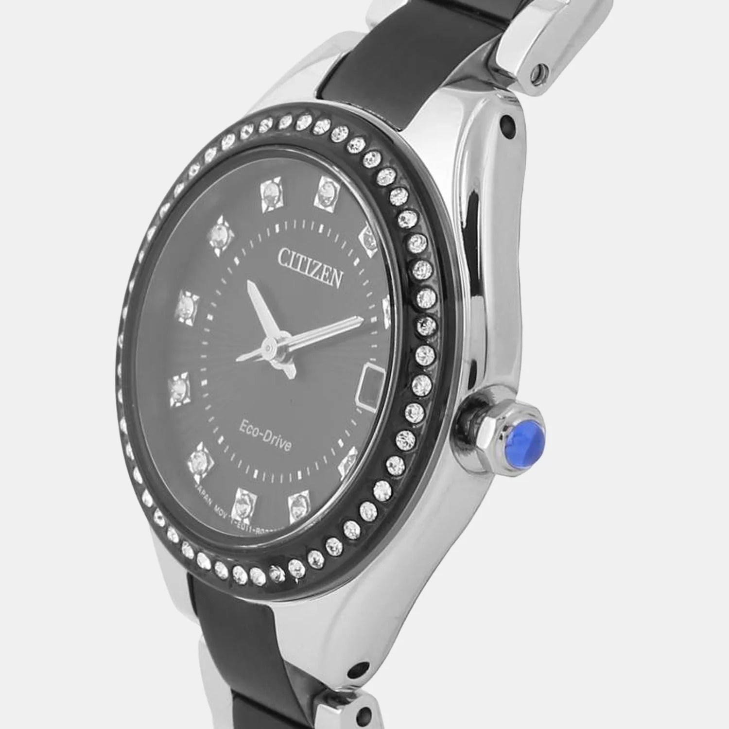 Women Eco-Drive Black Dial Analog Stainless Steel Watch EW2558-88E - Image 3