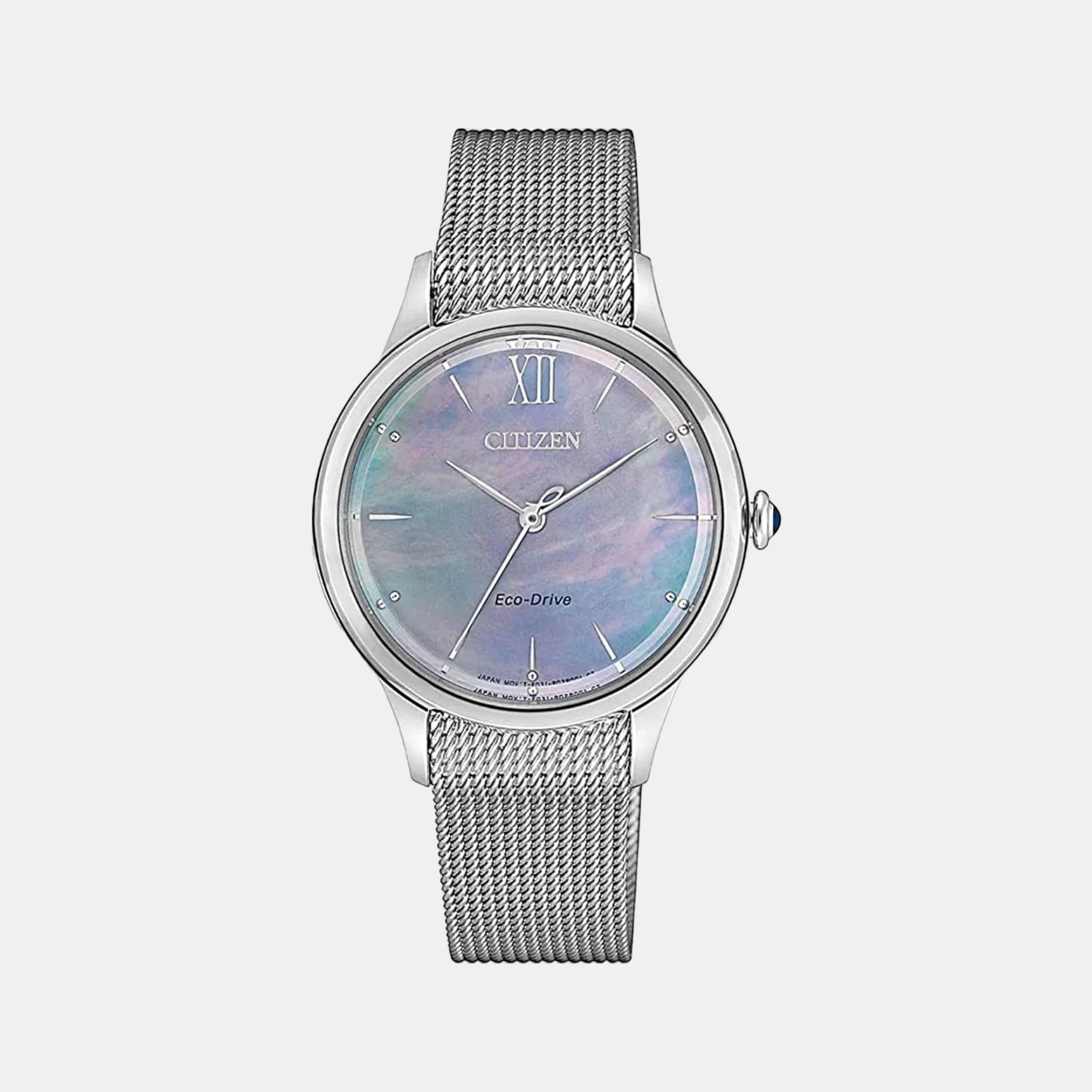 Women Eco-Drive Blue Dial Analog Stainless Steel Watch EM0810-84N