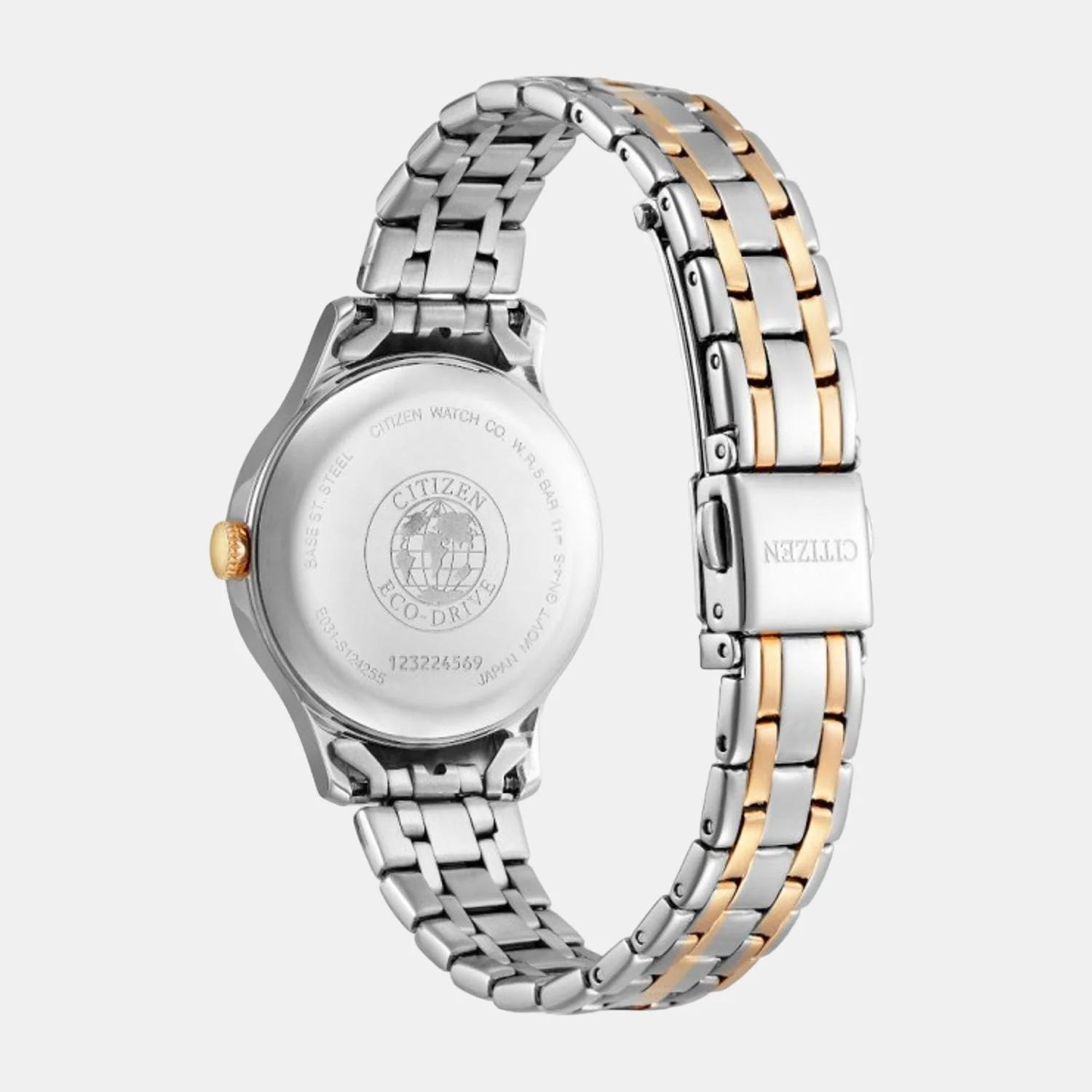Women Eco-Drive Two Tone Dial Analog Stainless Steel Watch EM0896-89Y - Image 3