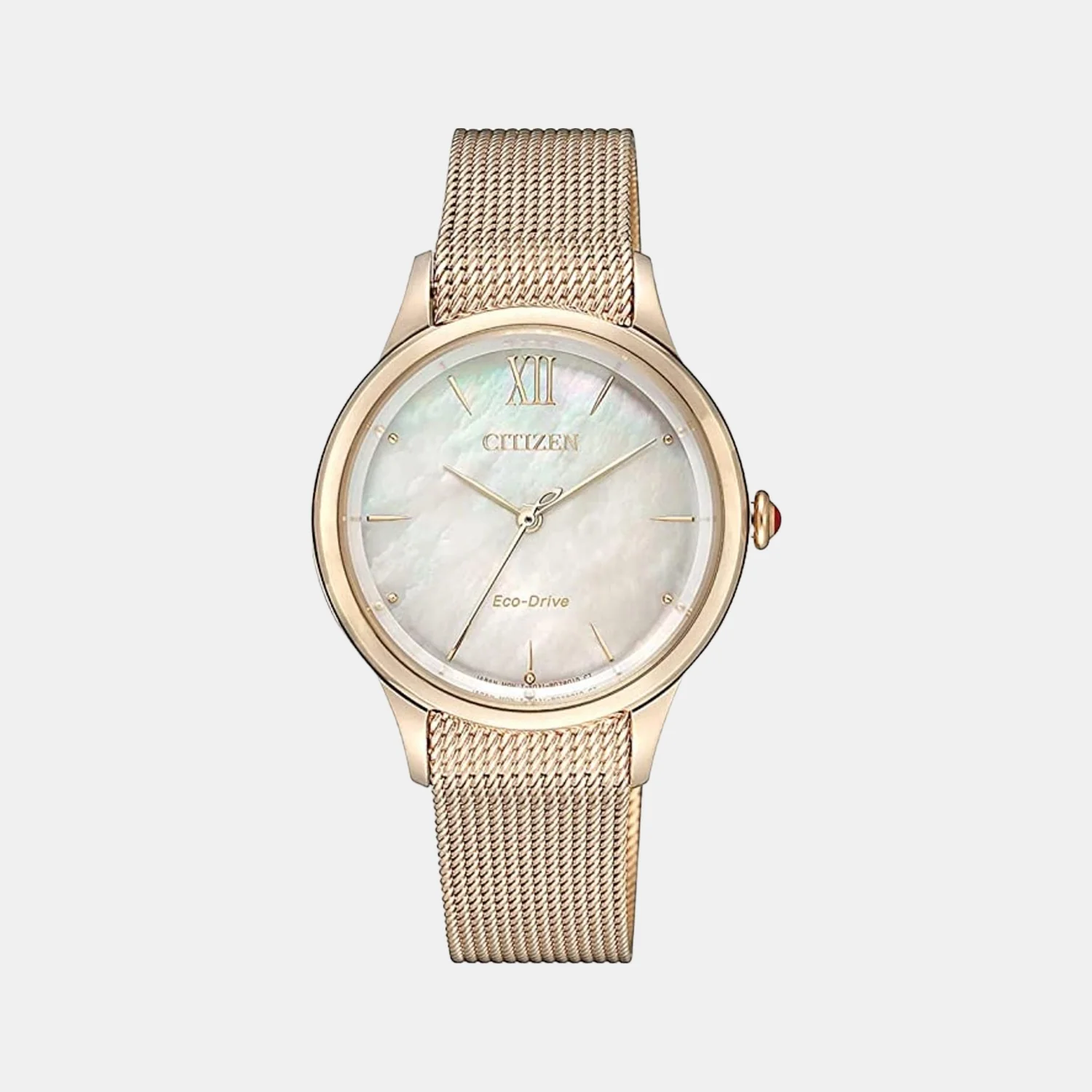 Women Eco-Drive White Dial Analog Stainless Steel Watch EM0813-86Y