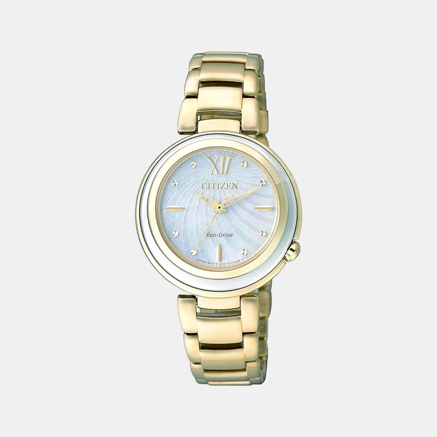 Women Quartz Mother Of Pearl Dial Analog Stainless Steel Watch EM0336-59D