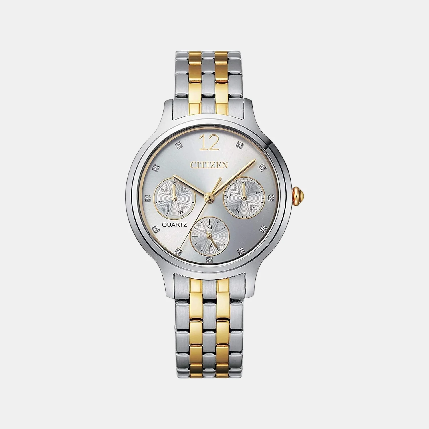 Women Quartz Silver Dial Chronograph Stainless Steel Watch ED8184-51A