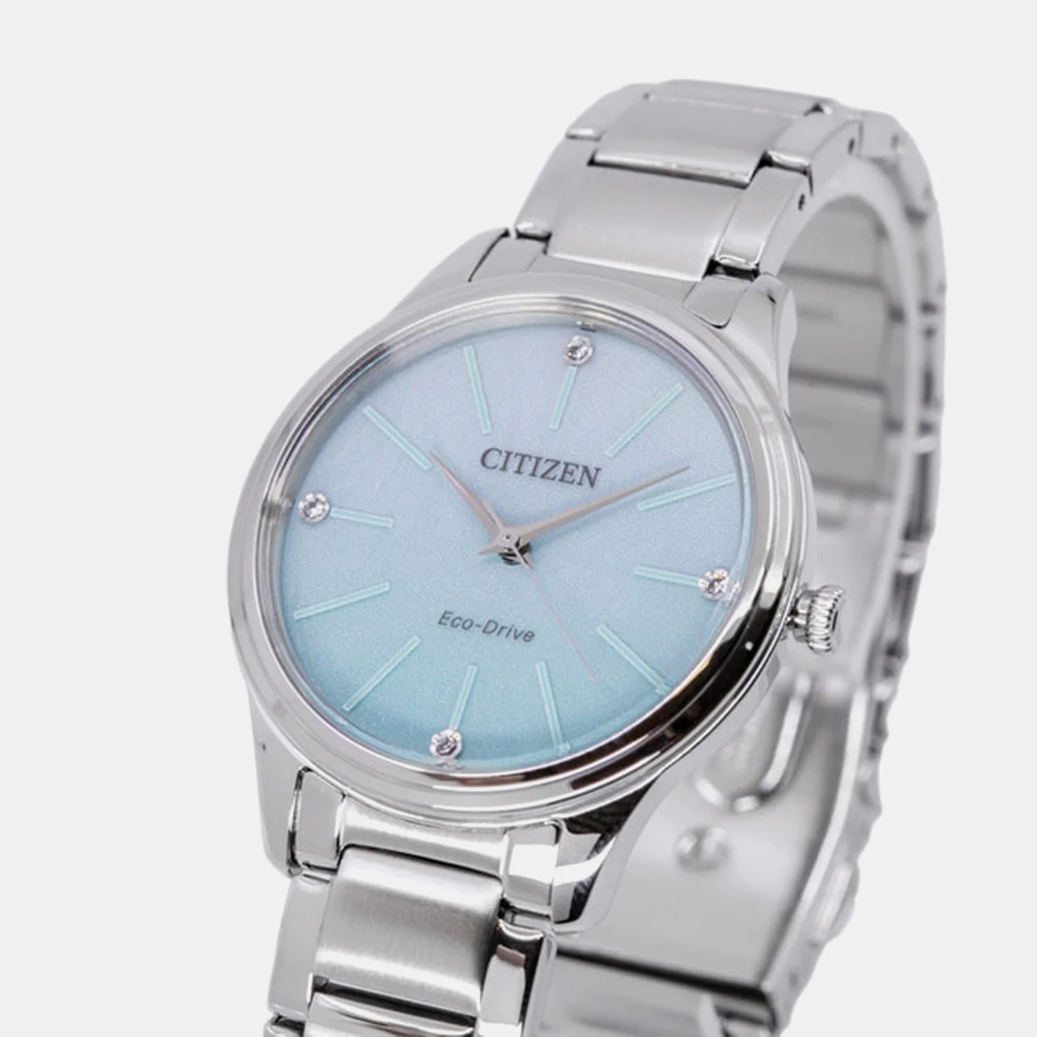 Women Solar Blue Dial Analog Stainless Steel Watch EM1220-58Y - Image 2