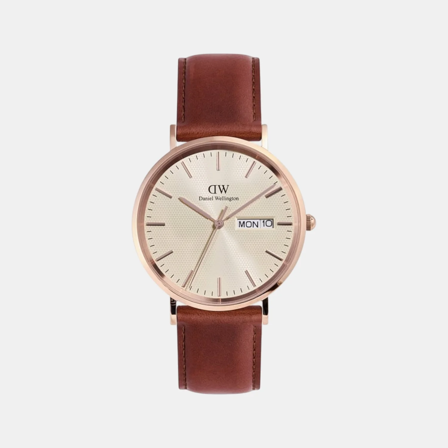 Classic Men Quartz Beige Dial Analog Leather Watch DW00100829K - Image 2