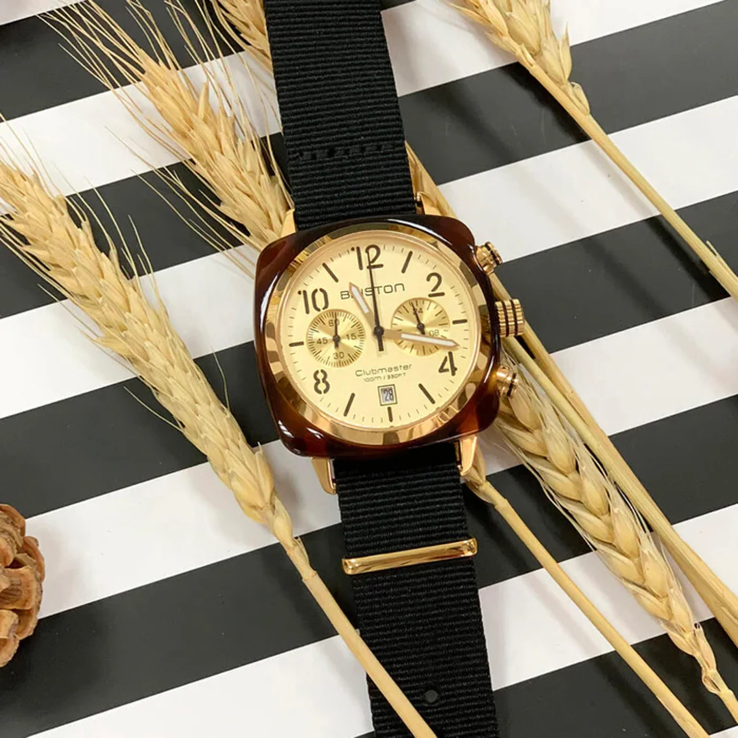 Clubmaster Classic Unisex Quartz Champagne Dial Chronograph NATO Watch 14140.PYA.T.7.NB - Image 4