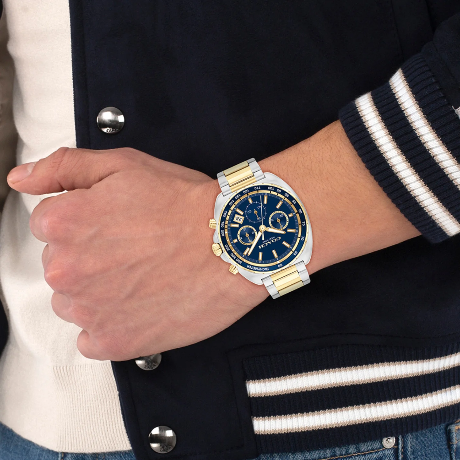 Charter Men Quartz Blue Dial Chronograph Stainless Steel Watch 14602704 - Image 4