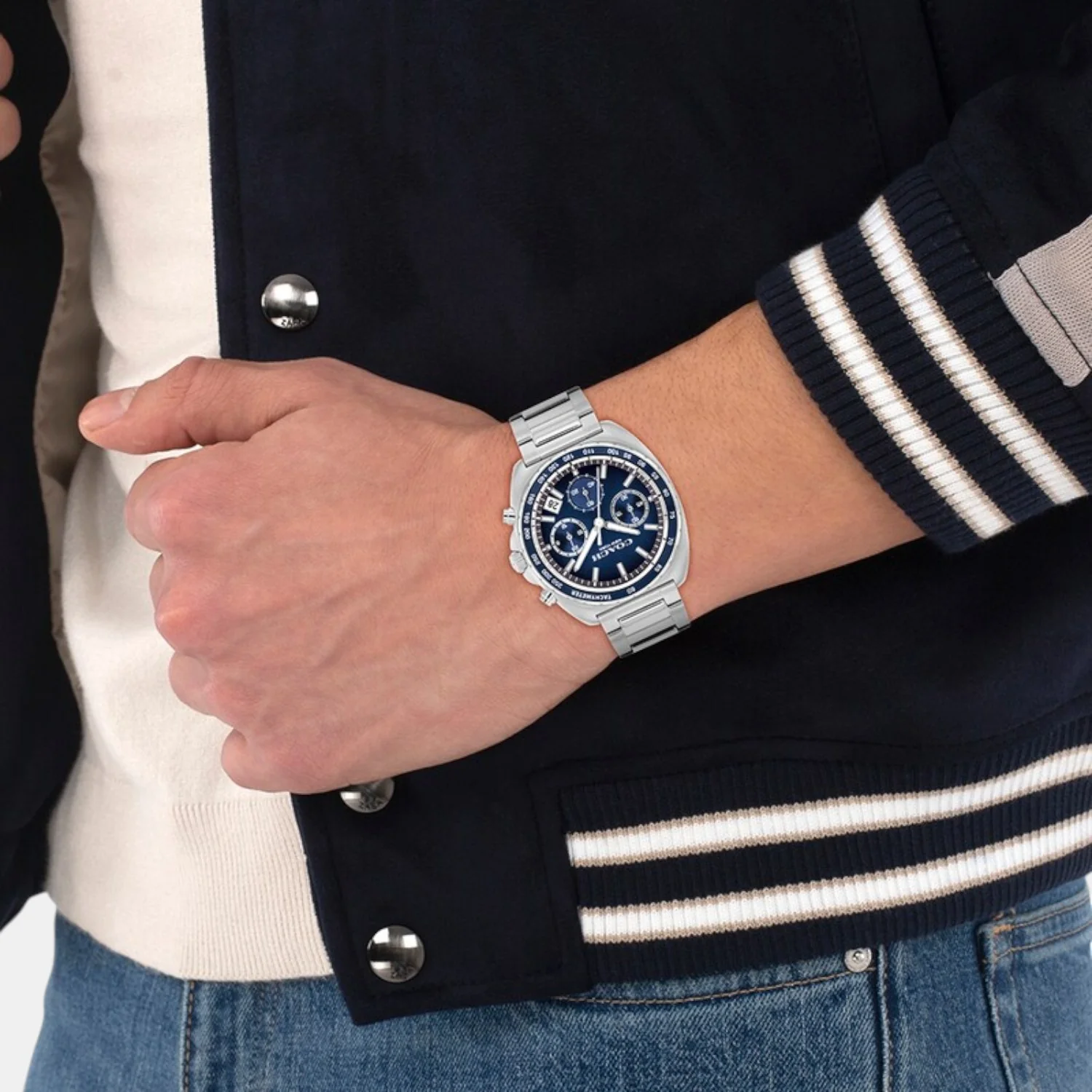 Charter Men Quartz Blue Dial Chronograph Stainless Steel Watch 14602737 - Image 4