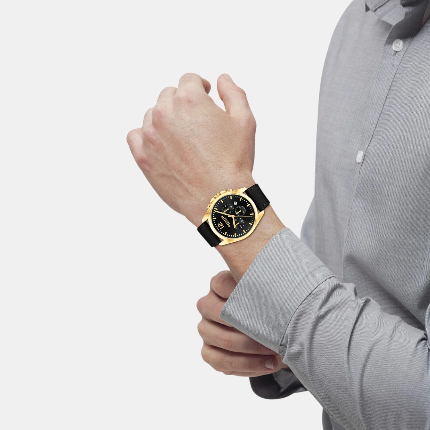 Greyson Men Quartz Black Dial Chronograph Calf Watch 14602631 - Image 3