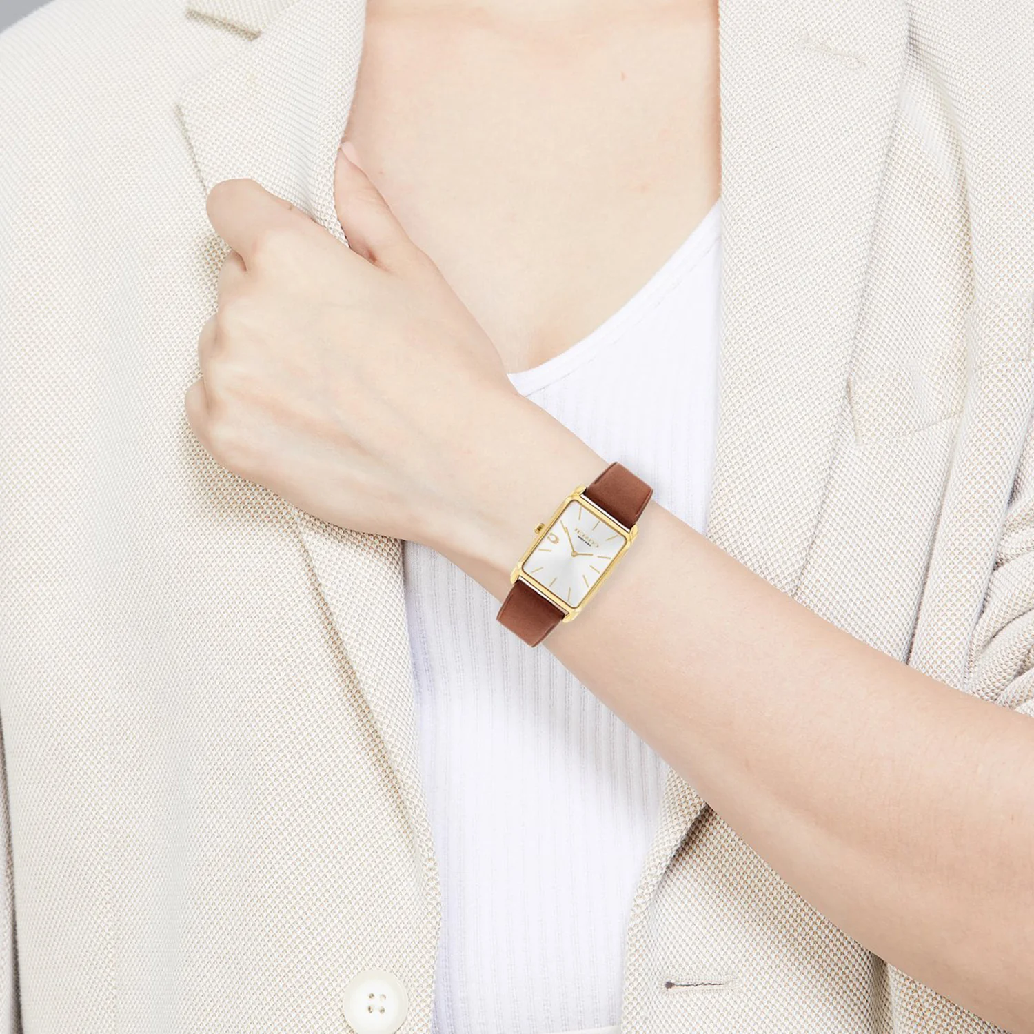 Unisex Quartz Silver Dial Analog Leather Watch 14400044 - Image 6