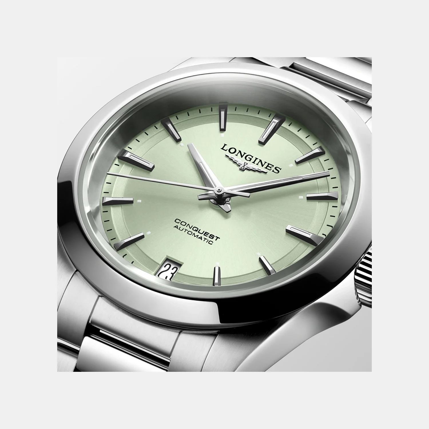 Conquest Women Automatic Green Dial Analog Stainless Steel Watch L34304026 - Image 2