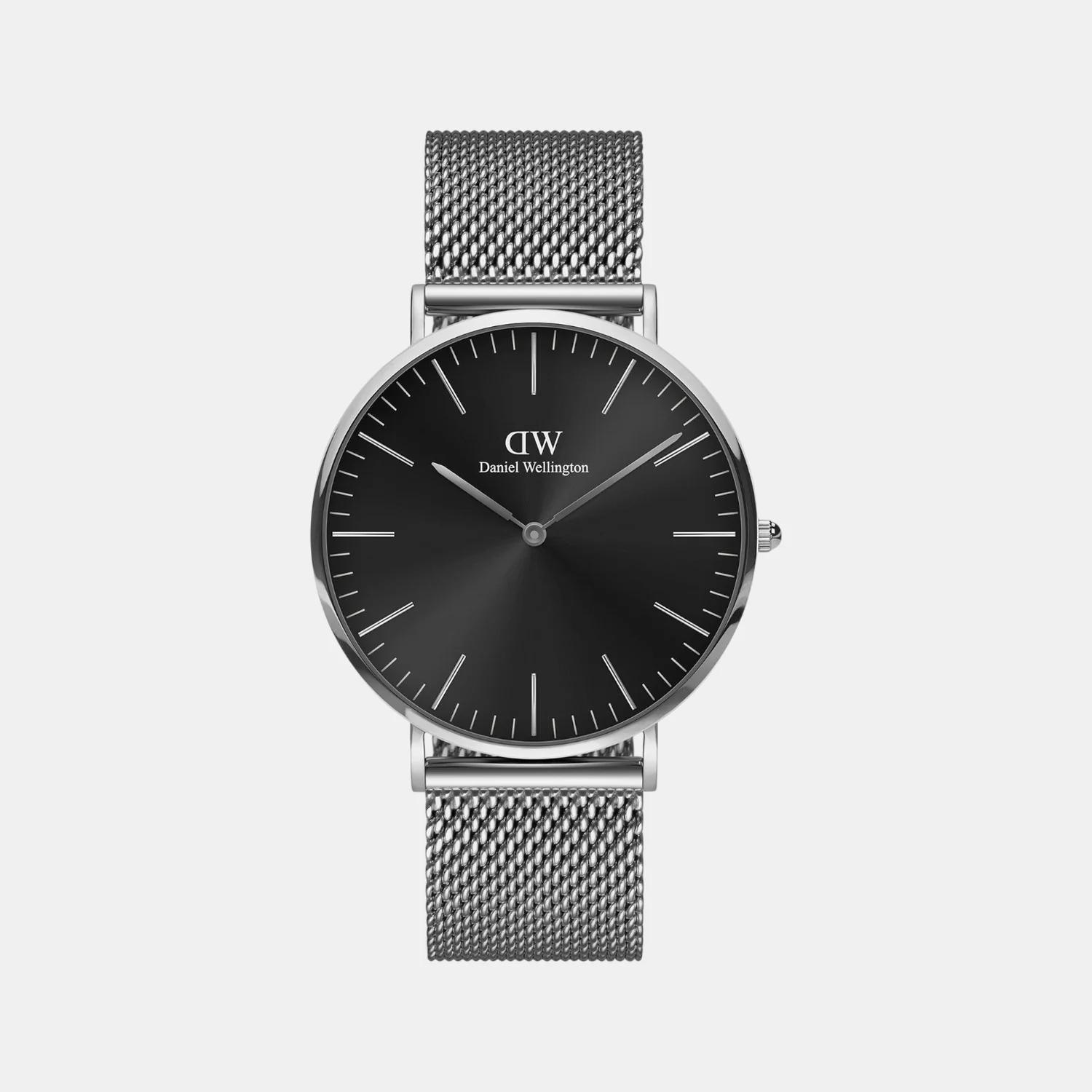 Classic Men Quartz Black Dial Analog Stainless Steel Watch DW00100629K
