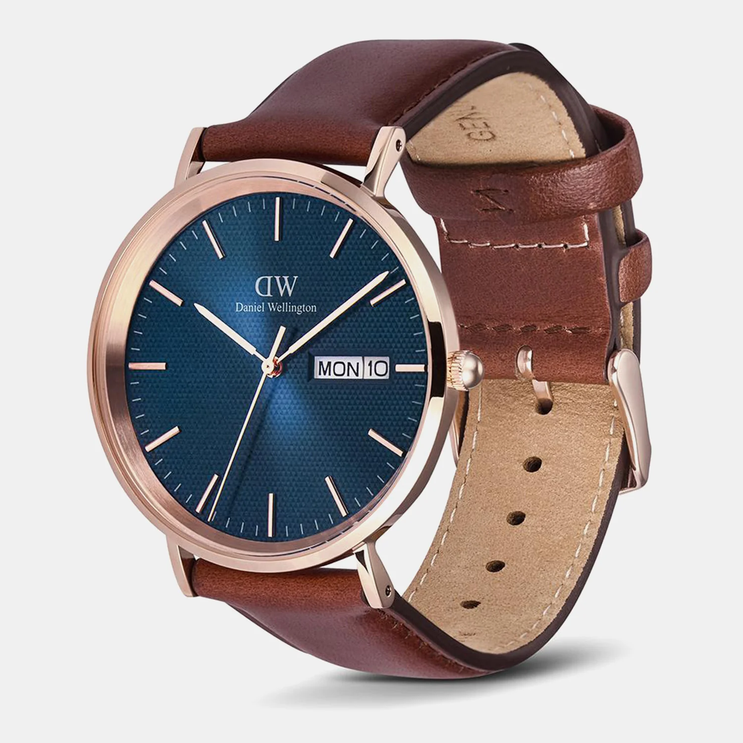 Classic Men Quartz Blue Dial Analog Leather Watch DW00100830K - Image 2