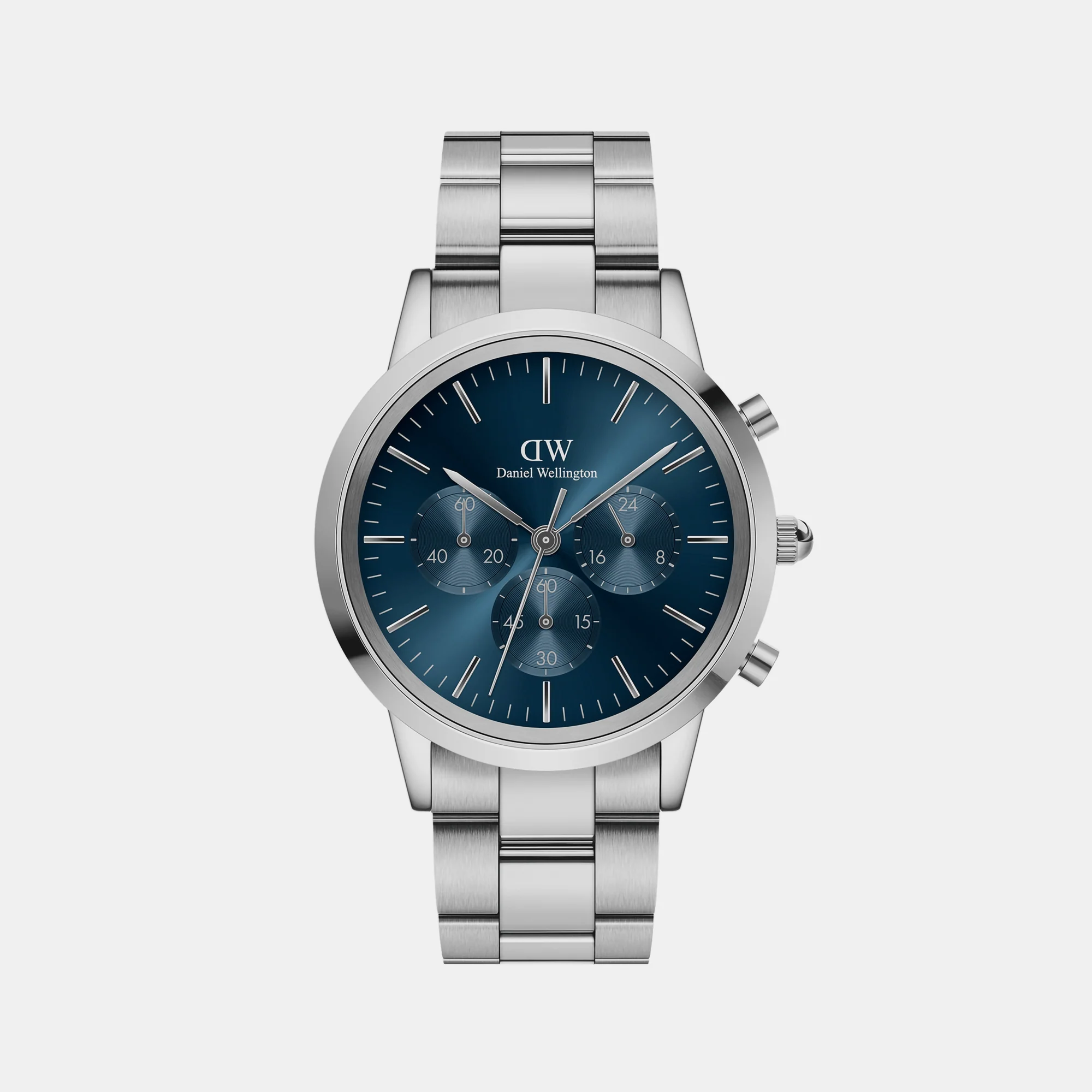 Iconic Men Quartz Blue Dial Chronograph Stainless Steel Watch DW00100644K