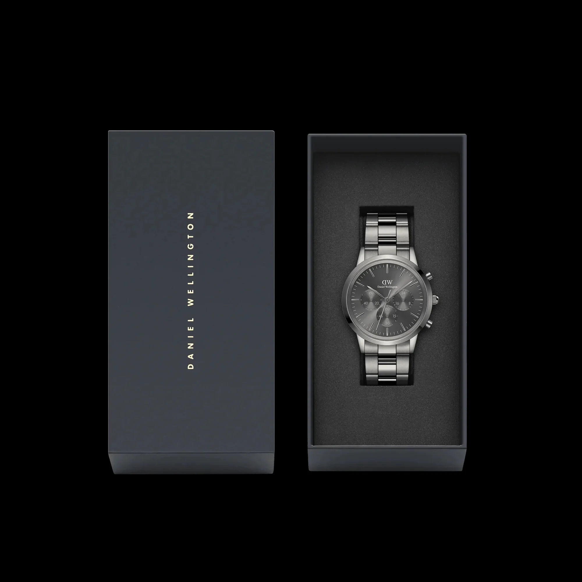 Iconic Men Quartz Grey Dial Chronograph Stainless Steel Watch DW00100643K - Image 4