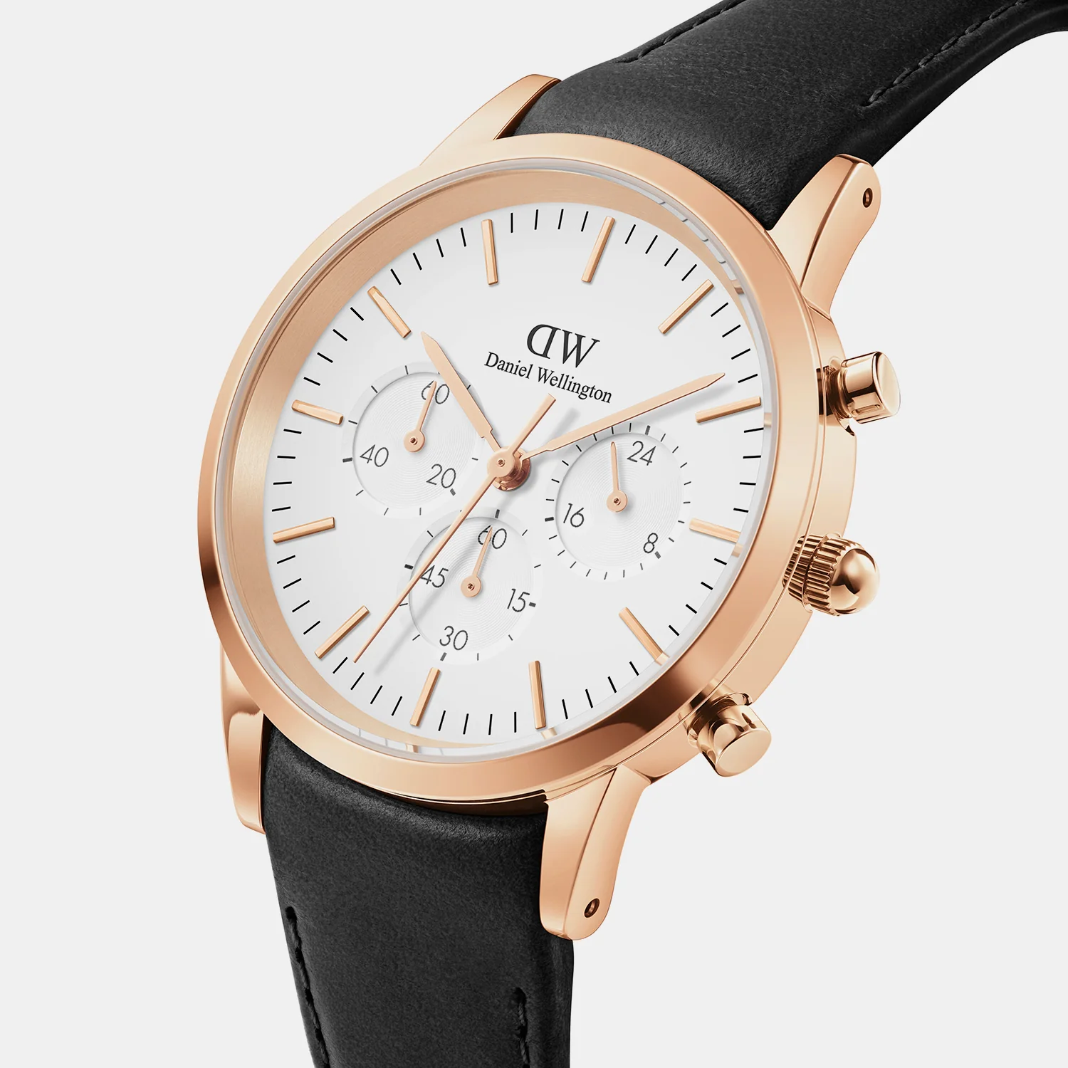 Iconic Men Quartz White Dial Analog Leather Watch DW00100646K - Image 2