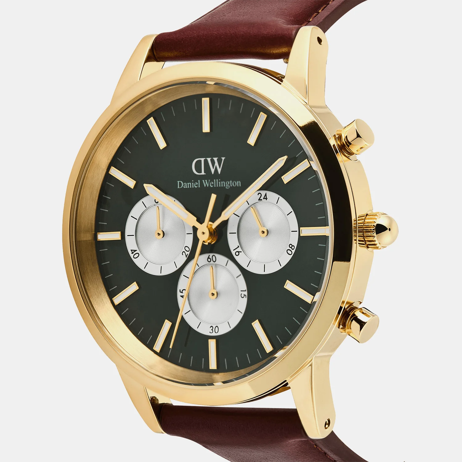 Iconic St Mawes Emerald Panda Men Quartz Green Dial Chronograph Leather Watch DW00100876K - Image 2