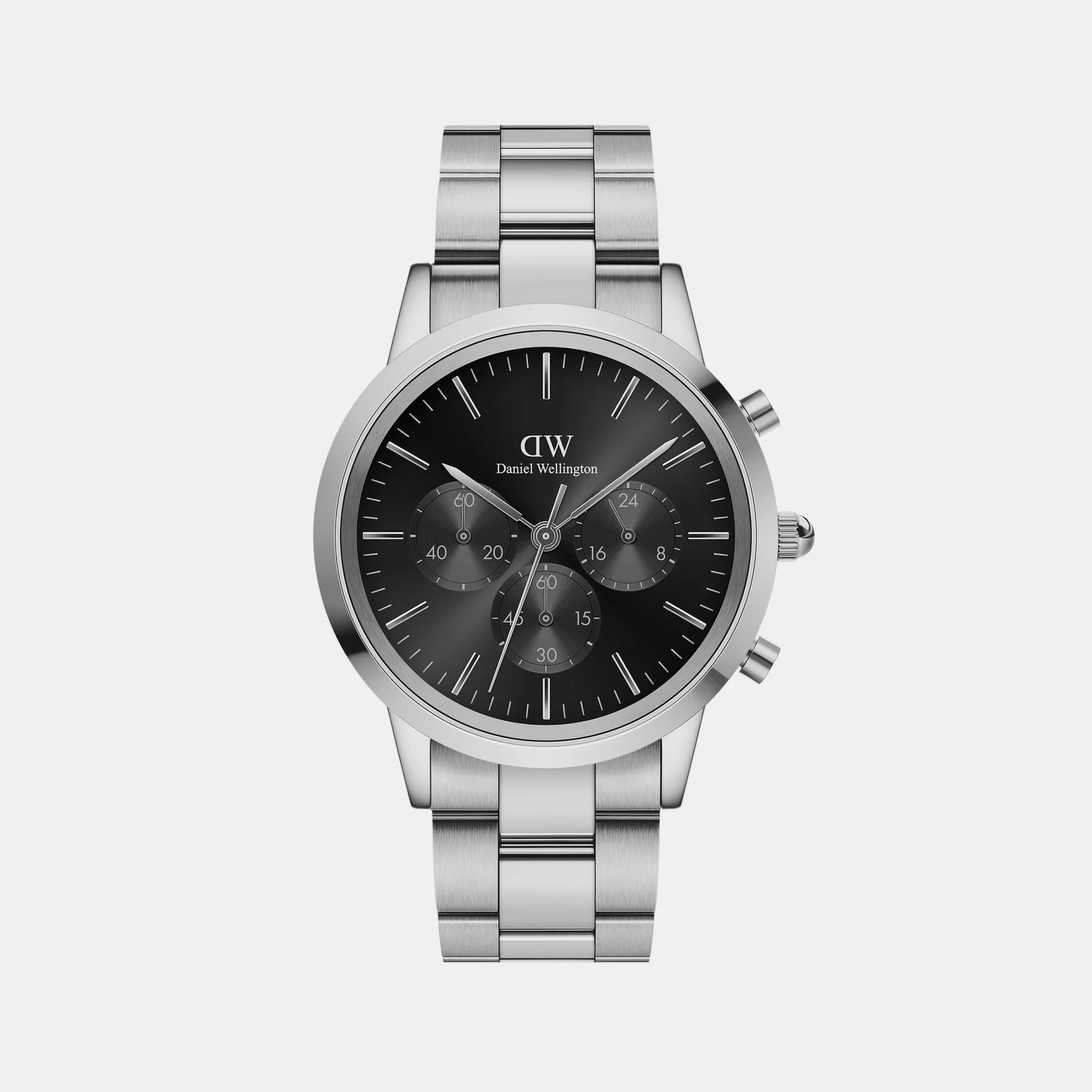Iconic Women Quartz Black Dial Chronograph Stainless Steel Watch DW00100645K