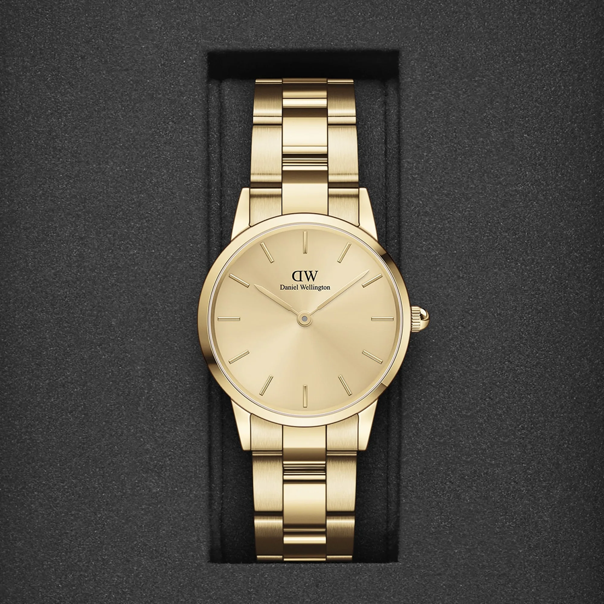 Iconic Women Quartz Gold Dial Analog Stainless Steel Watch DW00100403 - Image 6