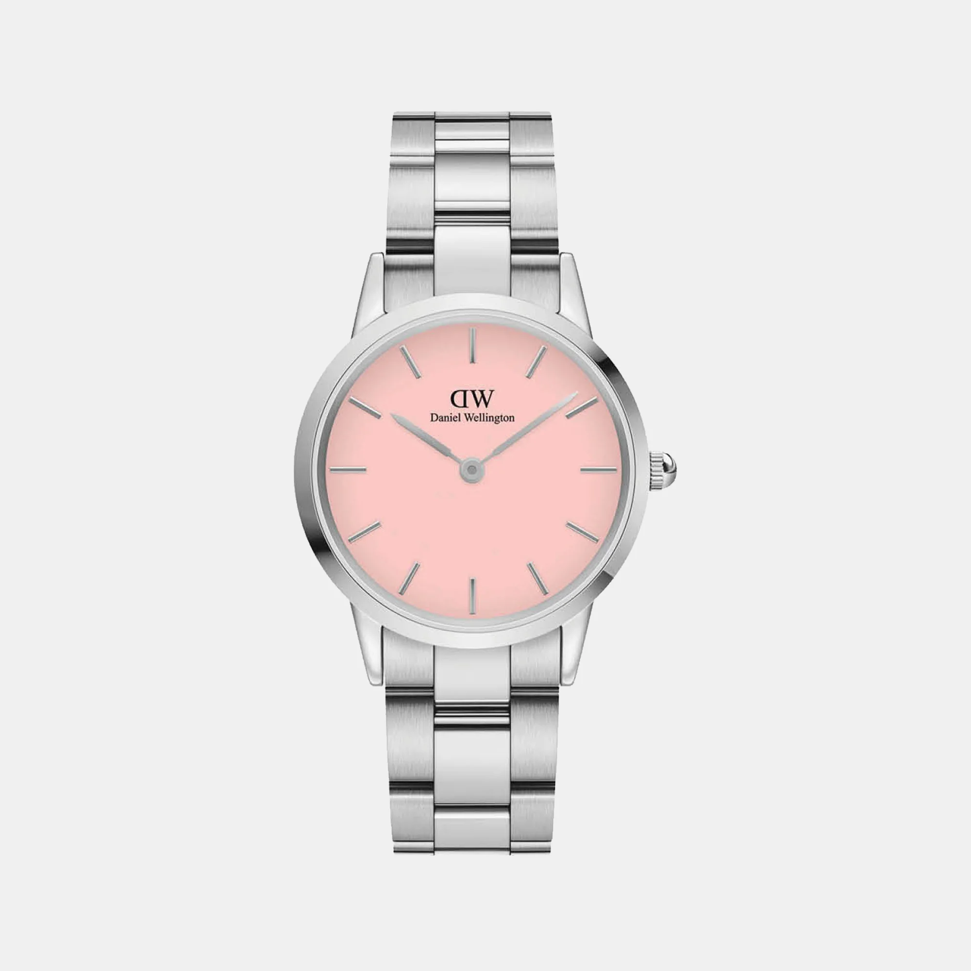 Iconic Women Quartz Pink Dial Analog Stainless Steel Watch DW00100535
