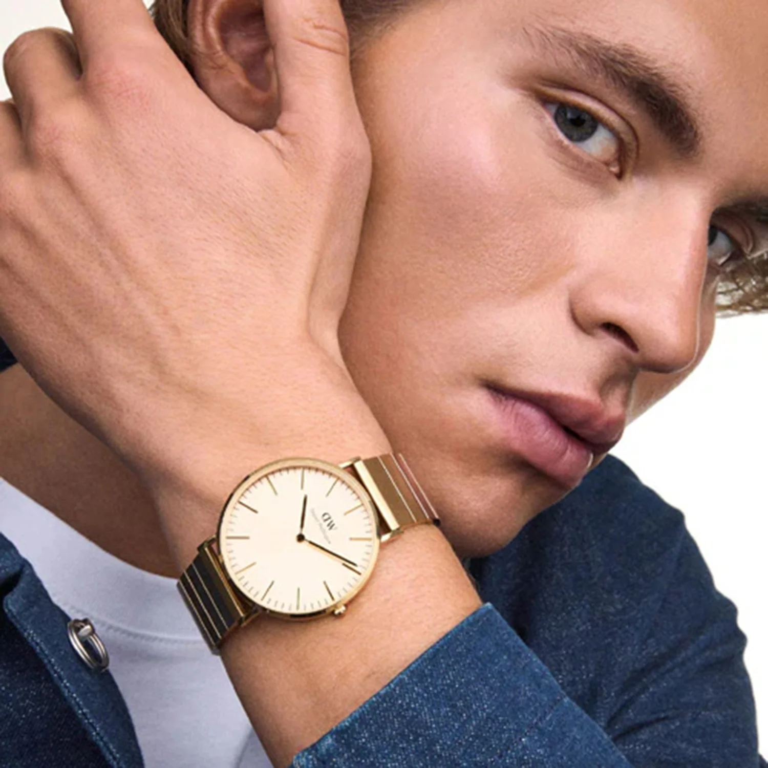 Men Quartz Gold Dial Analog Stainless Steel Watch DW00100779K - Image 2