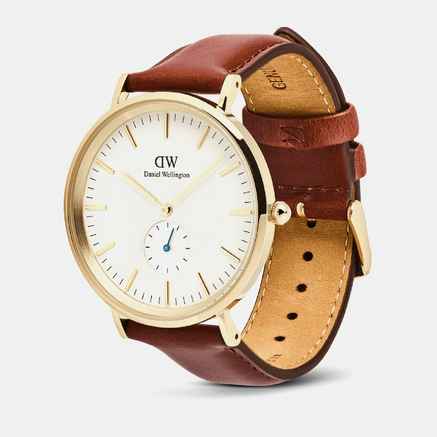 Men Quartz Beige Dial Analog Leather Watch DW00100869K - Image 3