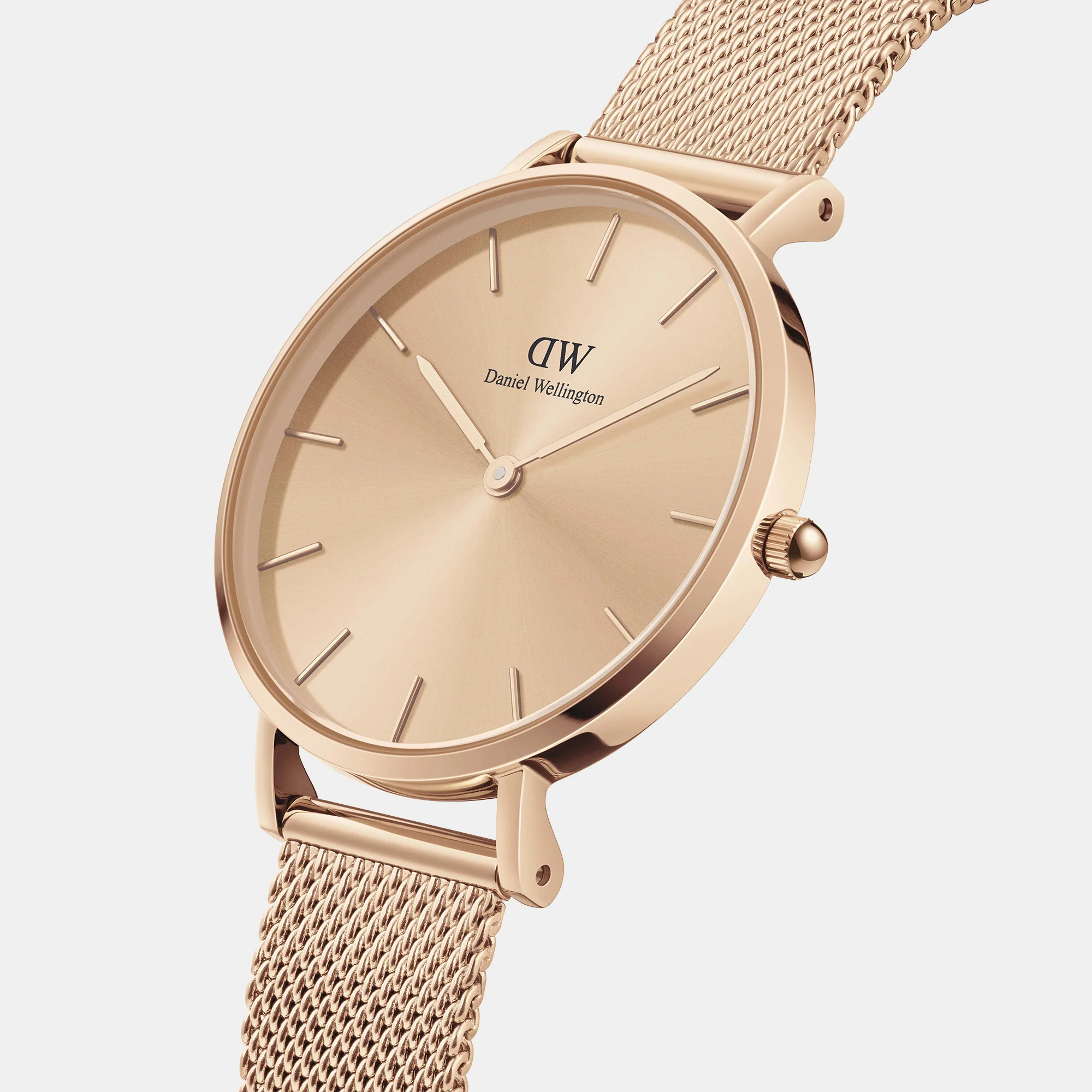 Petite Unisex Quartz Rose Gold Dial Analog Stainless Steel Watch DW00100472K - Image 2