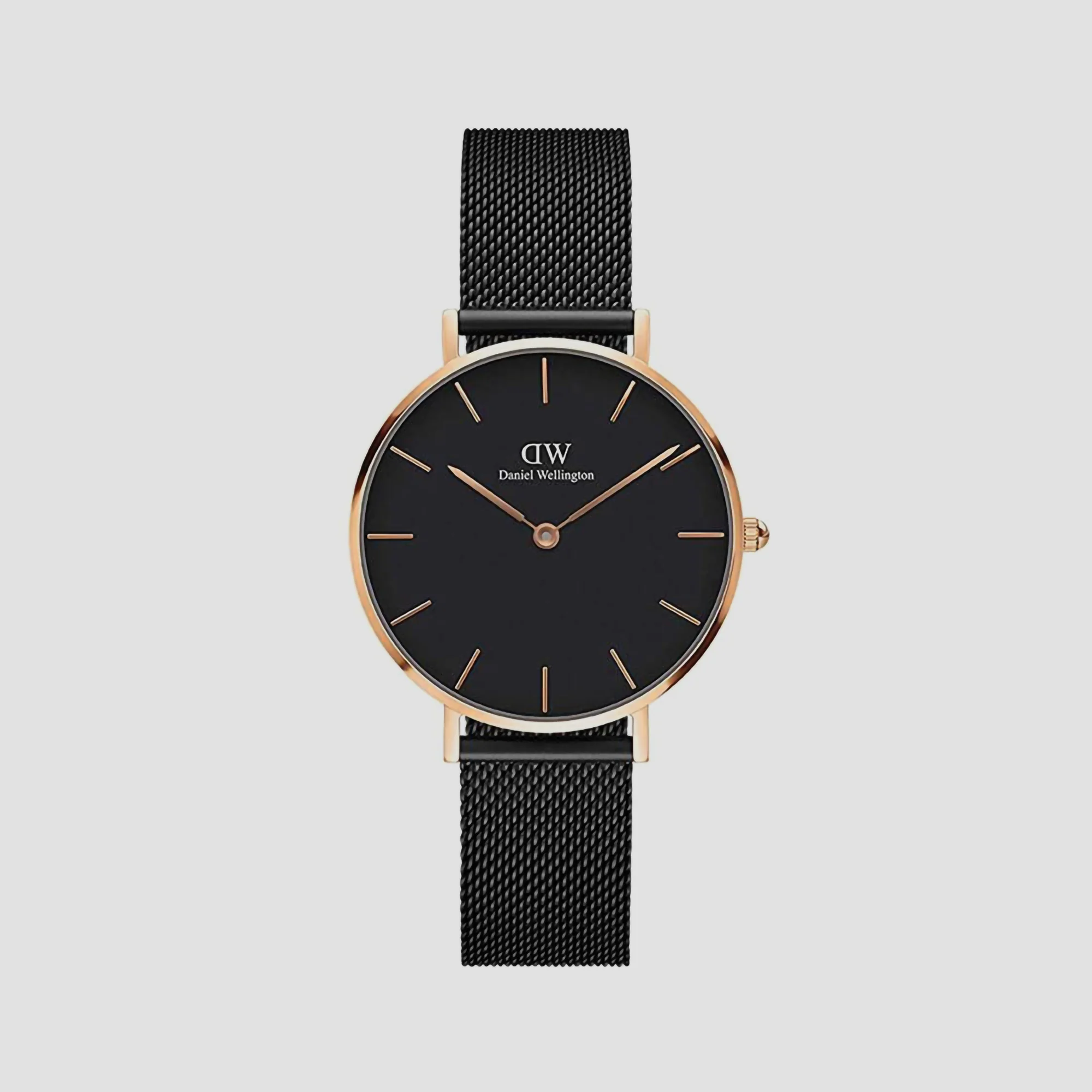 Petite Women Quartz Black Dial Analog Mesh Watch DW00100201K