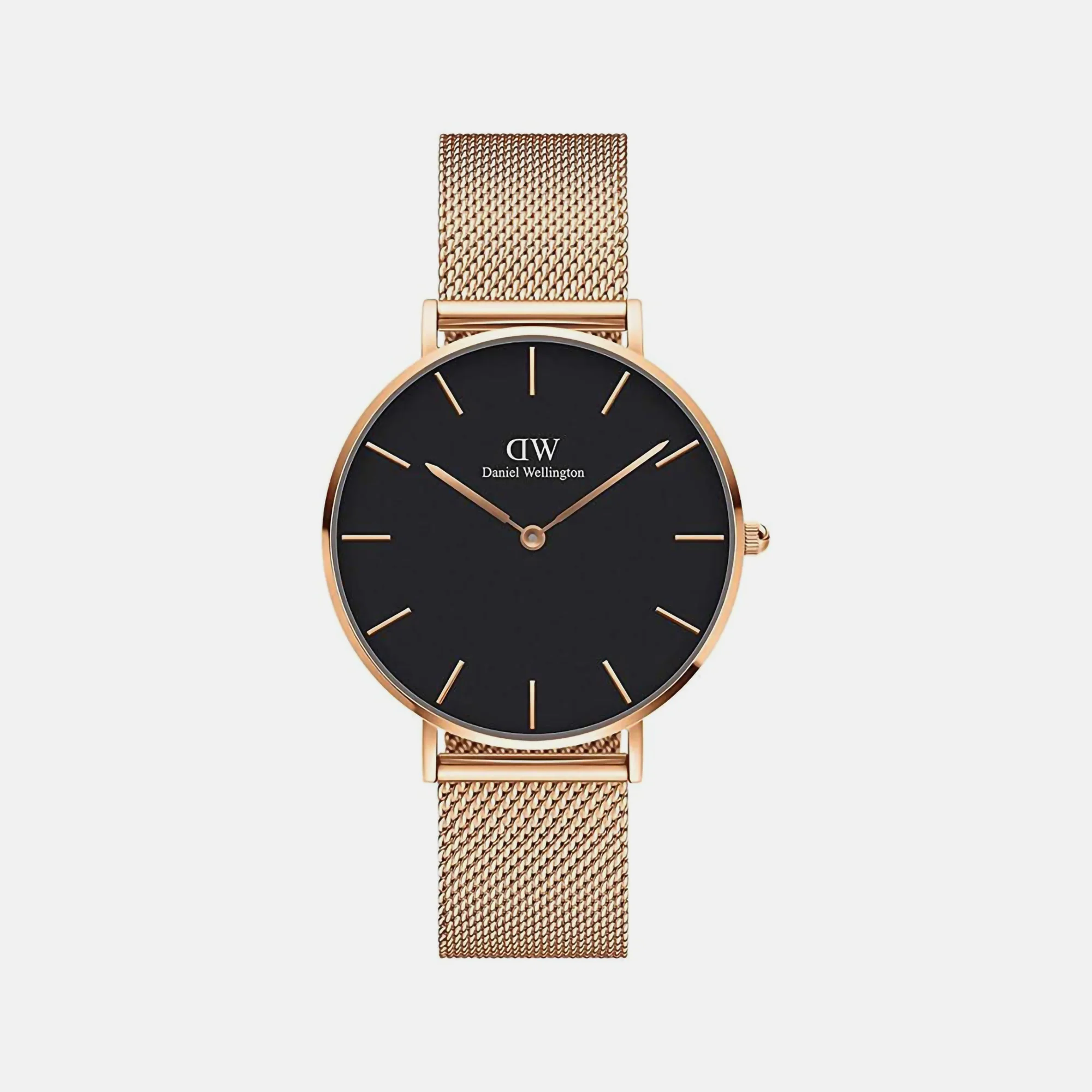 Petite Women Quartz Black Dial Analog Mesh Watch DW00100303K
