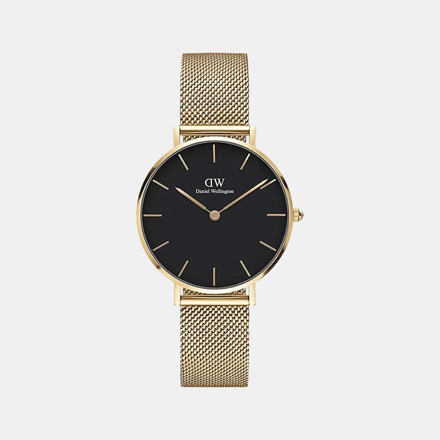 Petite Women Quartz Black Dial Analog Mesh Watch DW00100347K