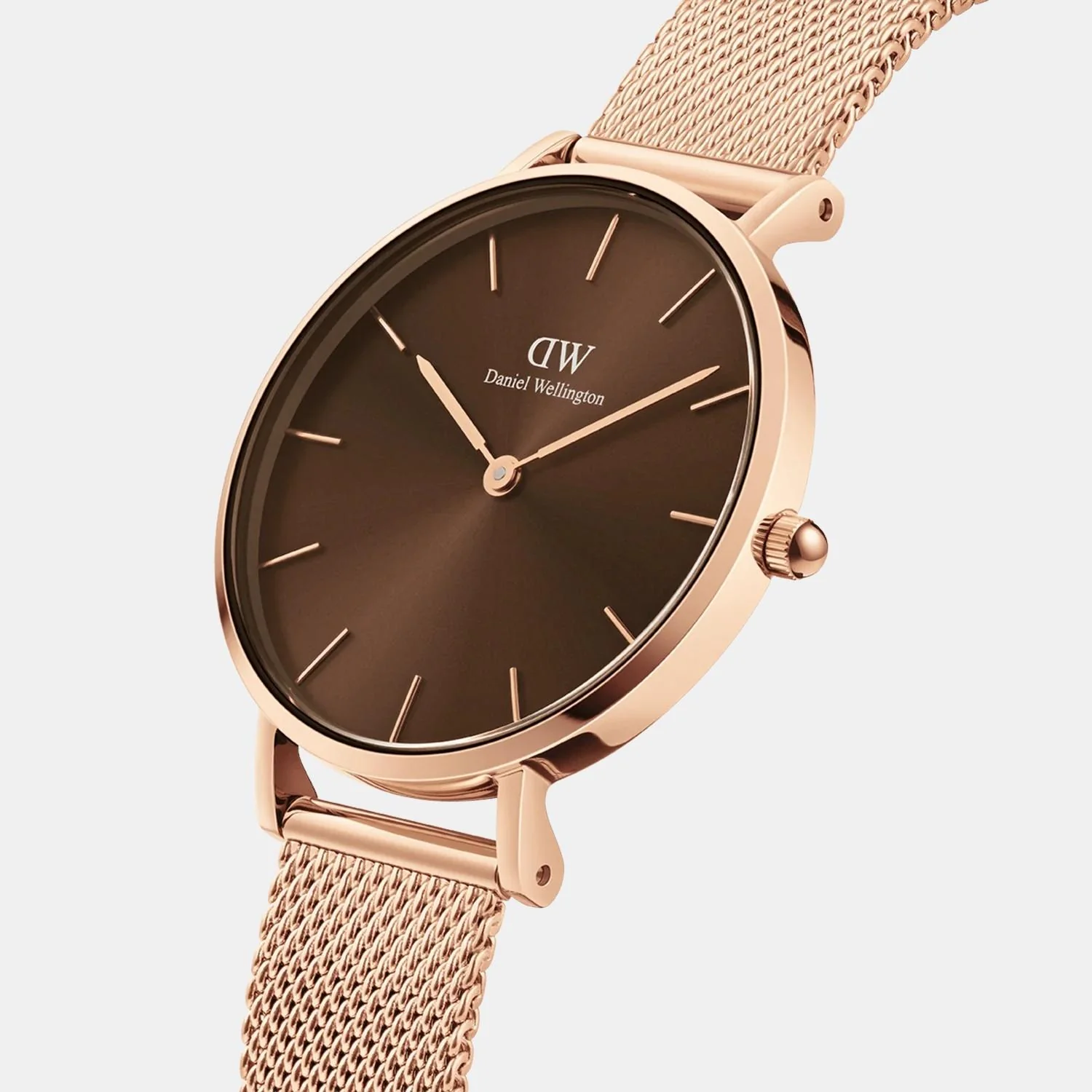 Petite Women Quartz Brown Dial Analog Stainless Steel Watch DW00100477K - Image 2