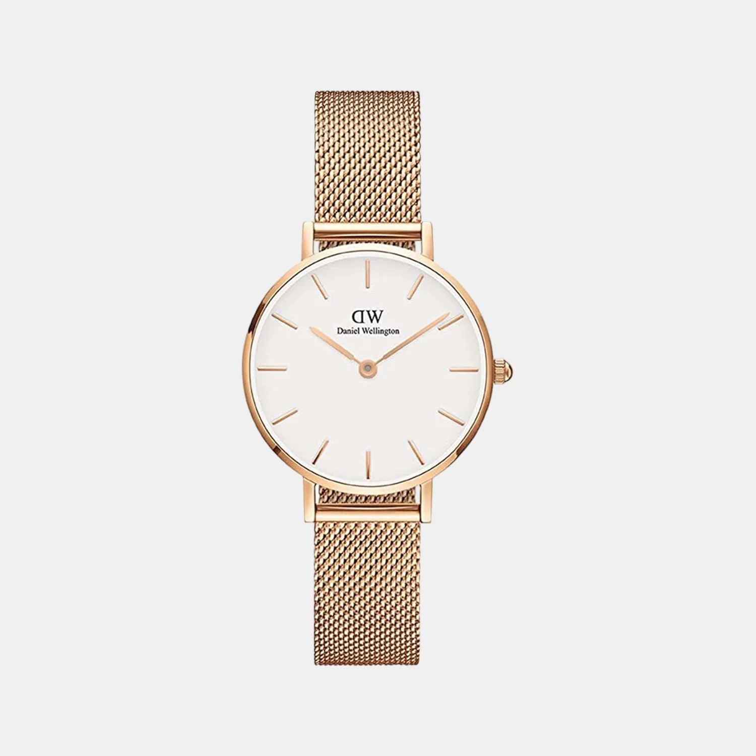 Petite Women Quartz White Dial Analog Mesh Watch DW00100219K