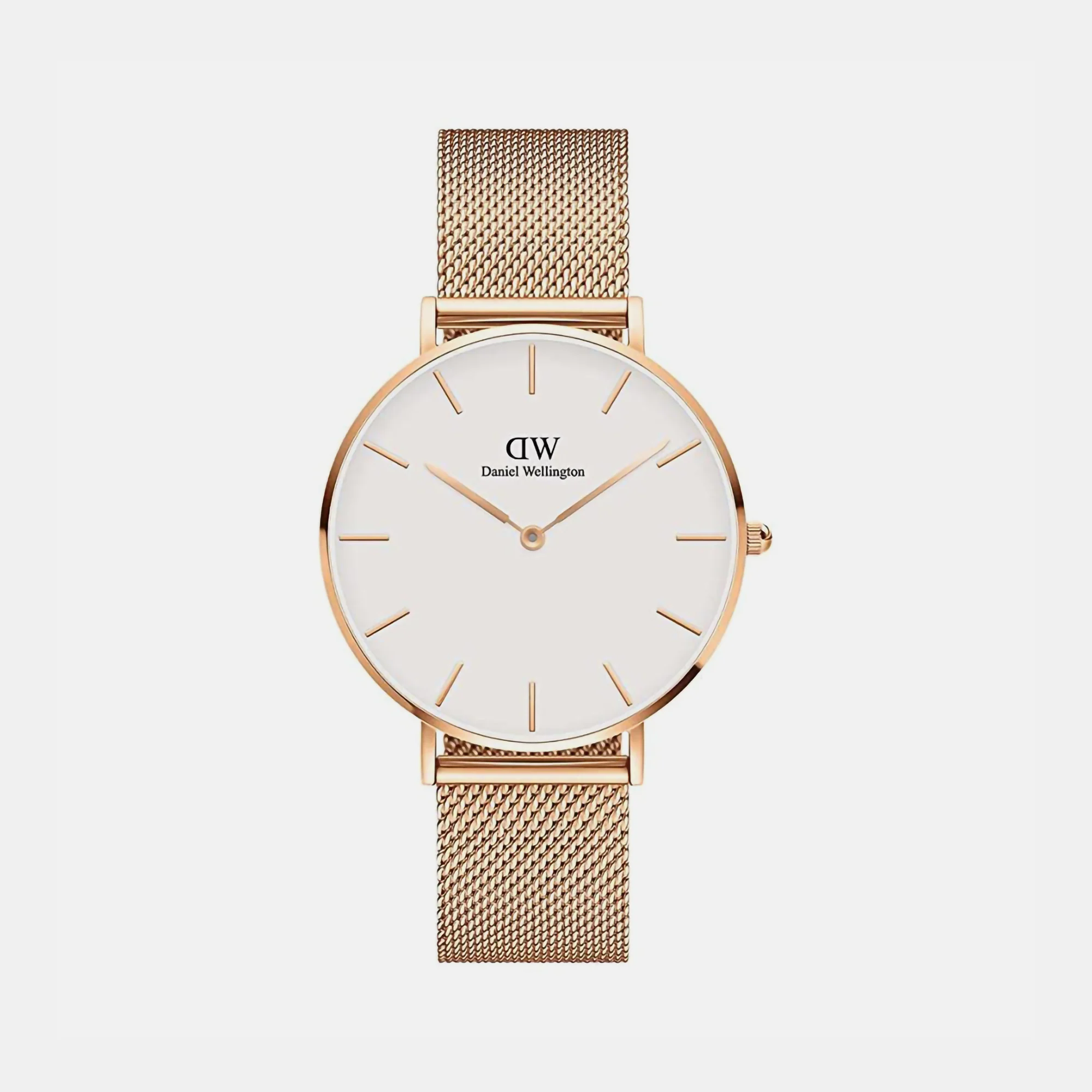 Petite Women Quartz White Dial Analog Mesh Watch DW00100305K